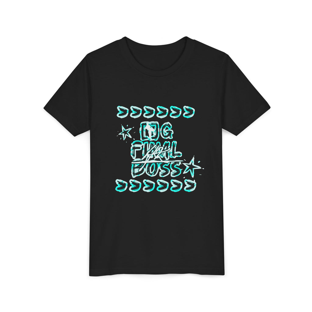 Youth Tee — "OG Final Boss" Graphic Shirt with Cyan Star Nameback
