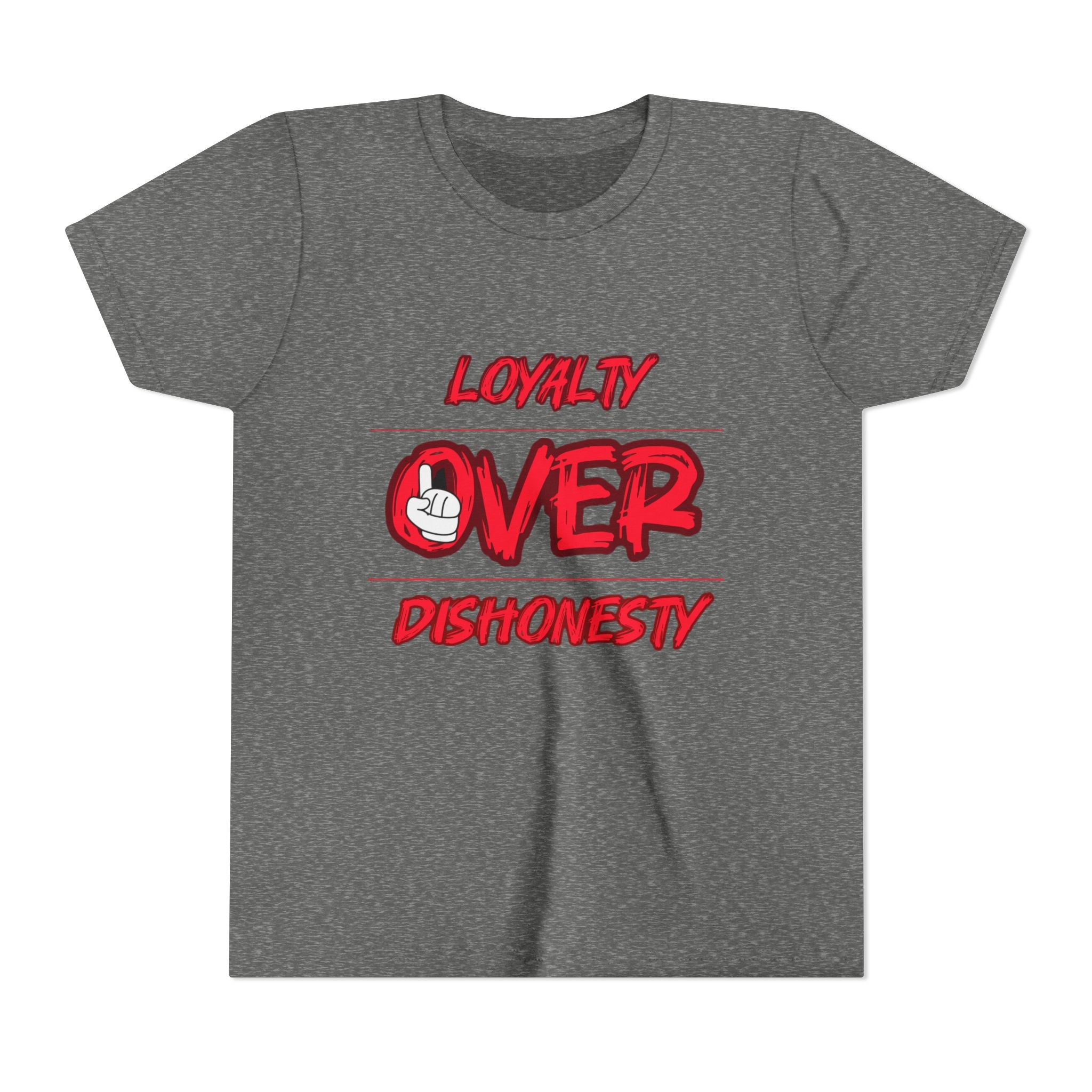 Youth Tee - "Loyalty Over Dishonesty" Graphic T‑Shirt (Red Street Style)