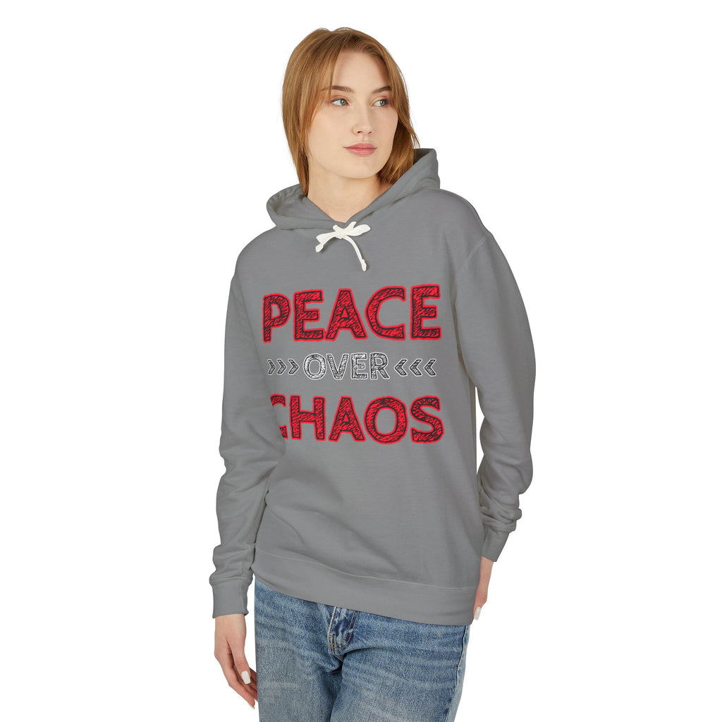 Peace Over Chaos Hoodie — Inspirational Lightweight Pullover with 'Peace Over Chaos' Graphic