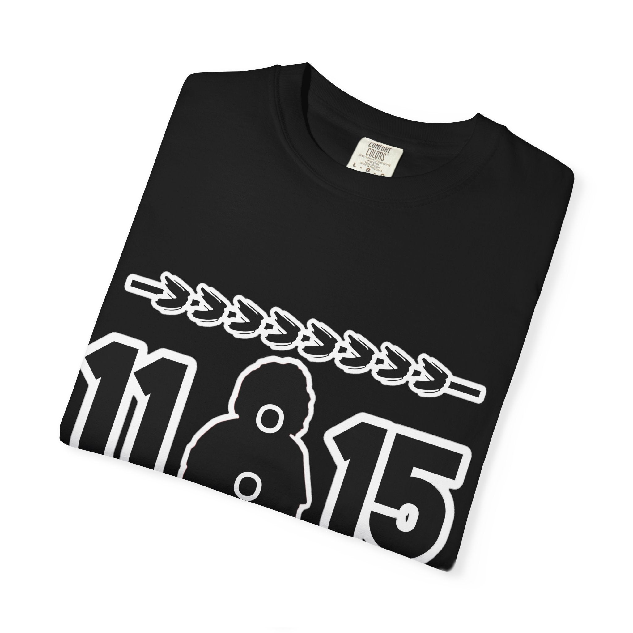 11:15 Hooded Figure Graphic T-Shirt — Minimalist Retro Streetwear