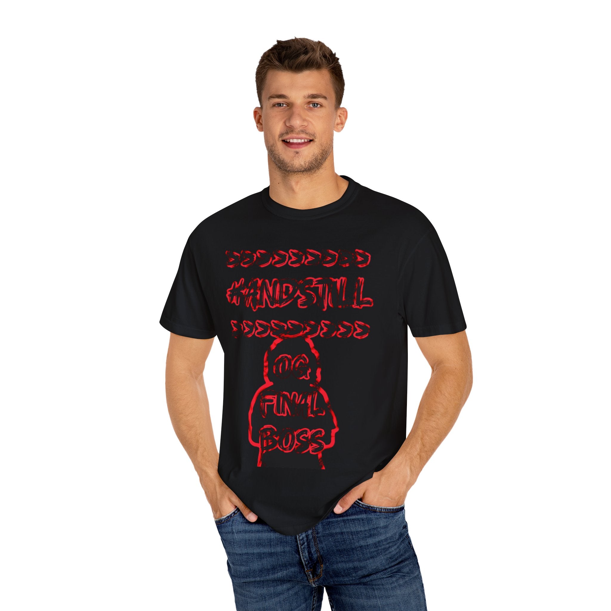 #ANDSTILL Graphic T-Shirt — Retro Glitch Art Tee with Stylized Character