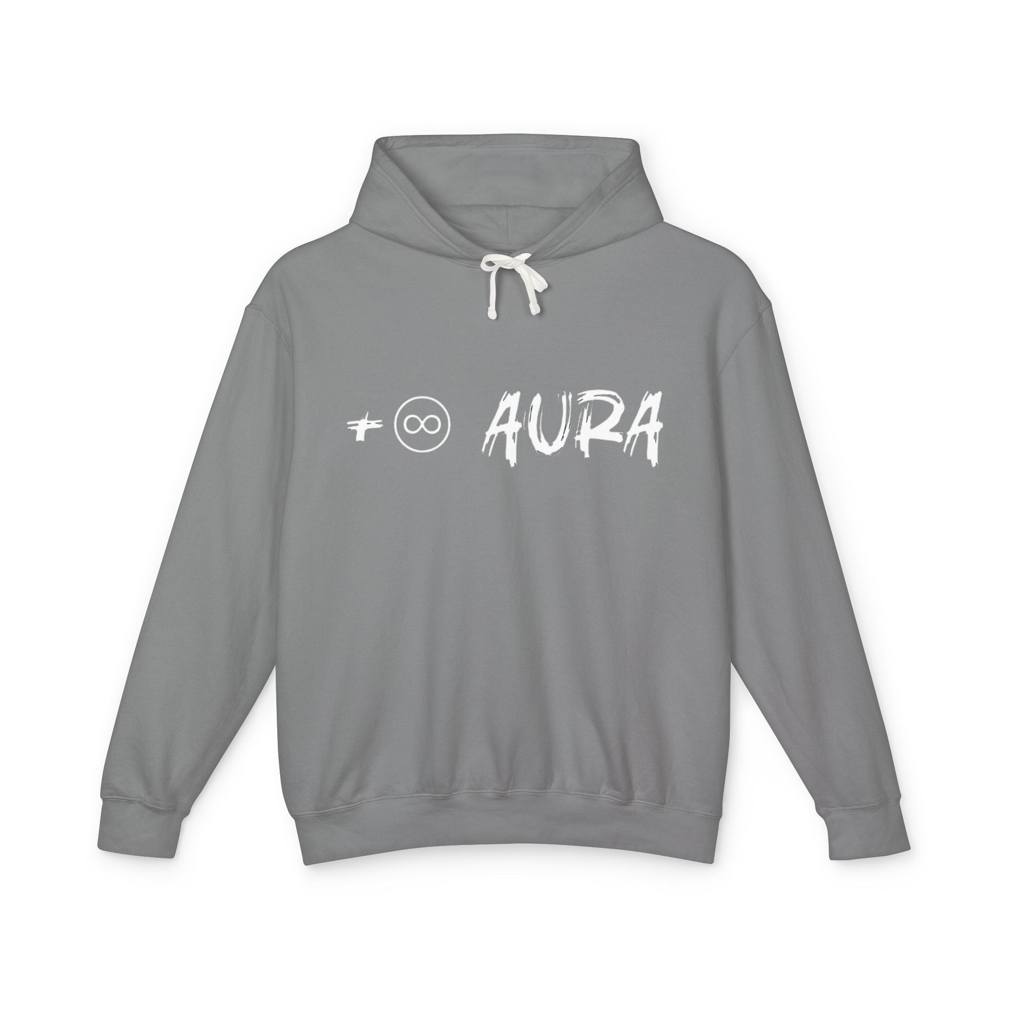 Aura Hoodie — Soft Cream Lightweight Hooded Sweatshirt with Subtle "aura" Script