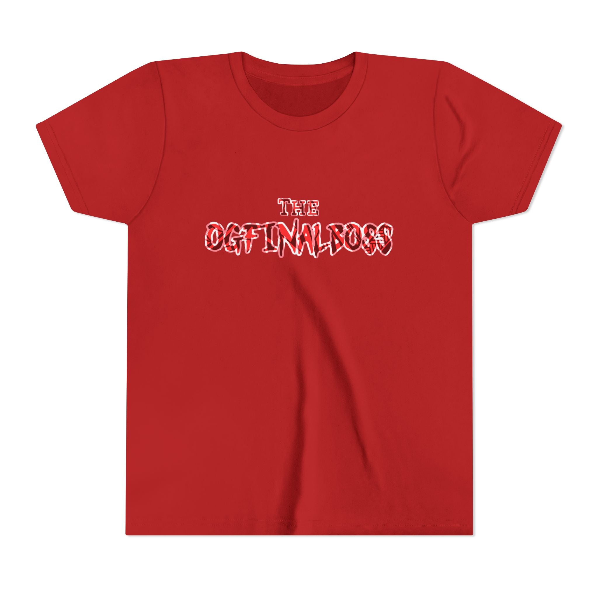 Youth Tee — “The Original Boss” Red Grunge Graphic (Angel Power)