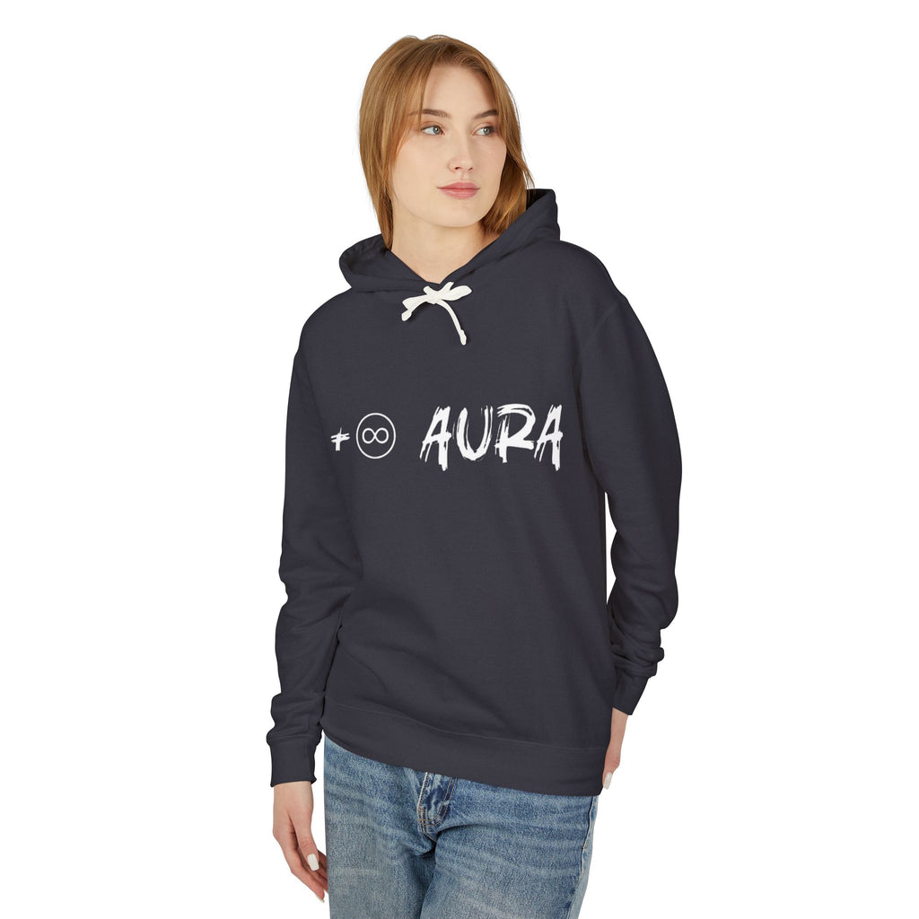 Aura Hoodie — Soft Cream Lightweight Hooded Sweatshirt with Subtle "aura" Script