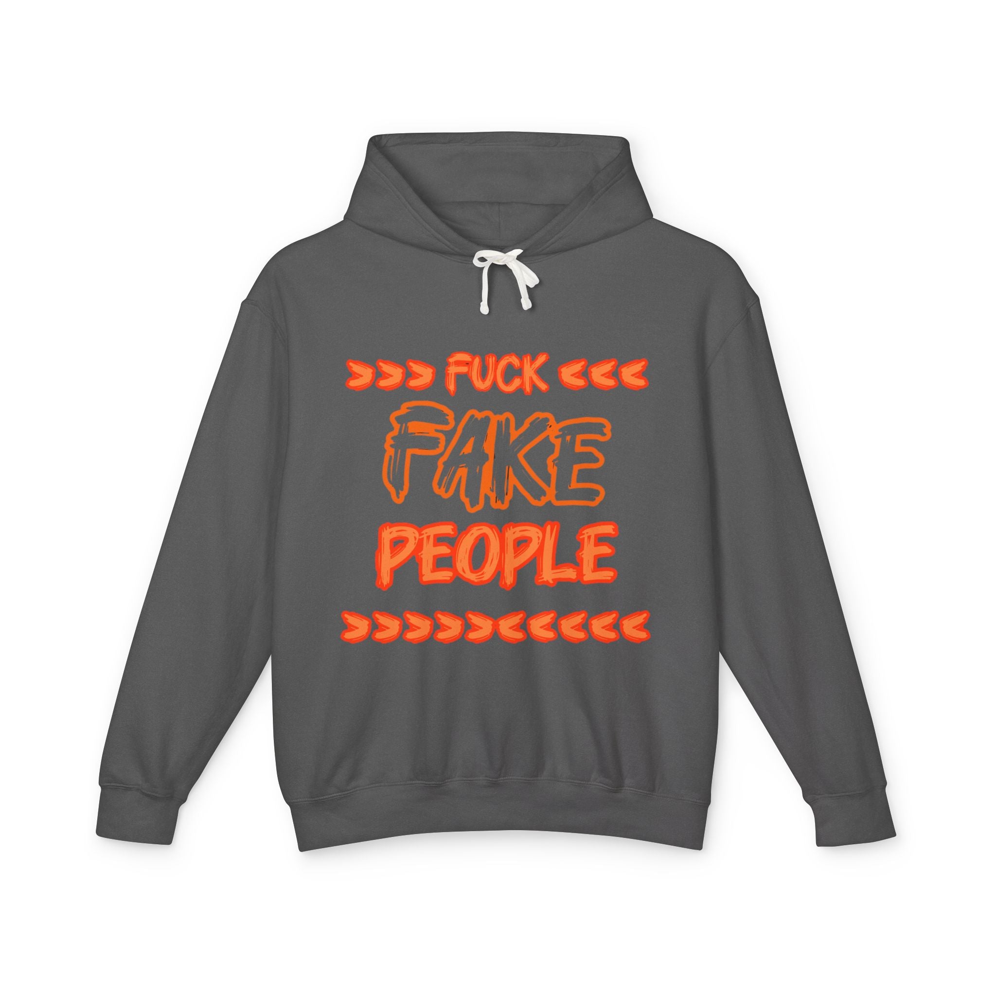 Fuck fake people - Orange Graphic - Unisex Lightweight Hooded Sweatshirt