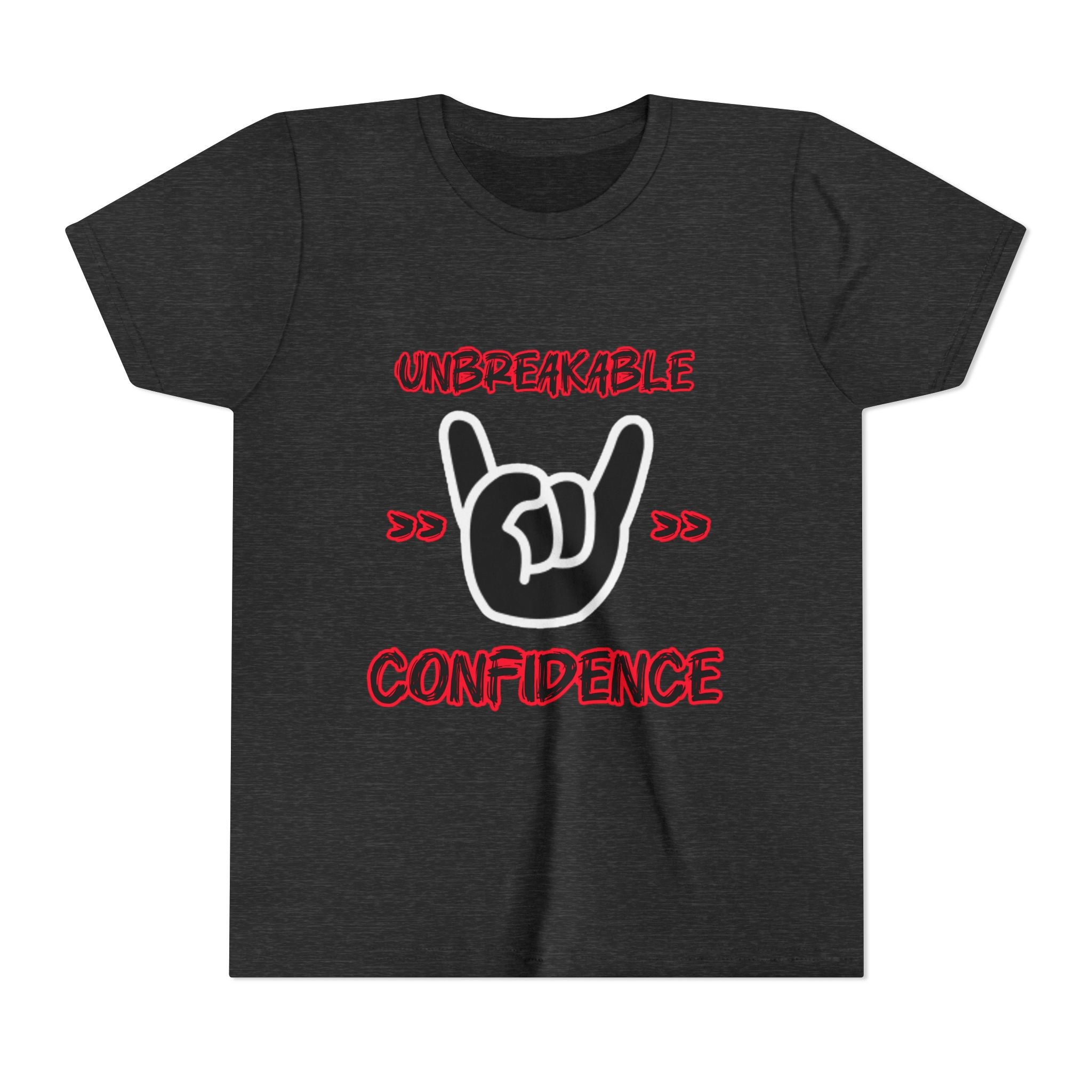 Youth Tee — "Unbreakable Confidence" Graphic Shirt with Hand Sign Design