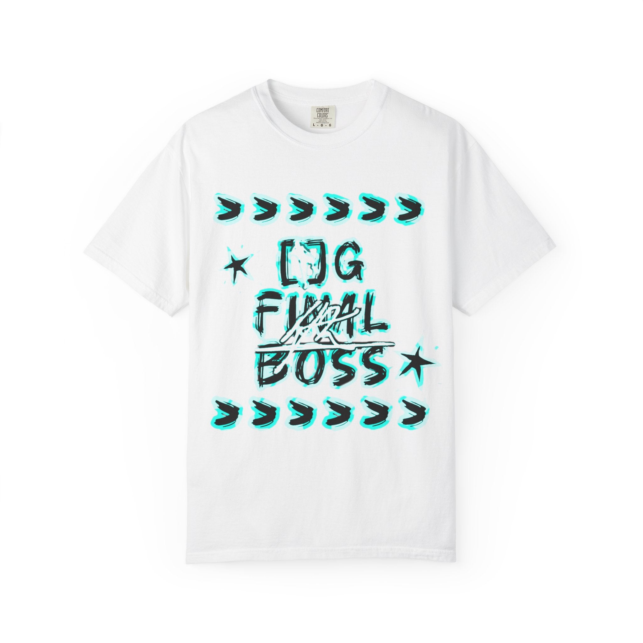 OG Final Boss Graphic Cyan star designed T-shirt - Streetwear