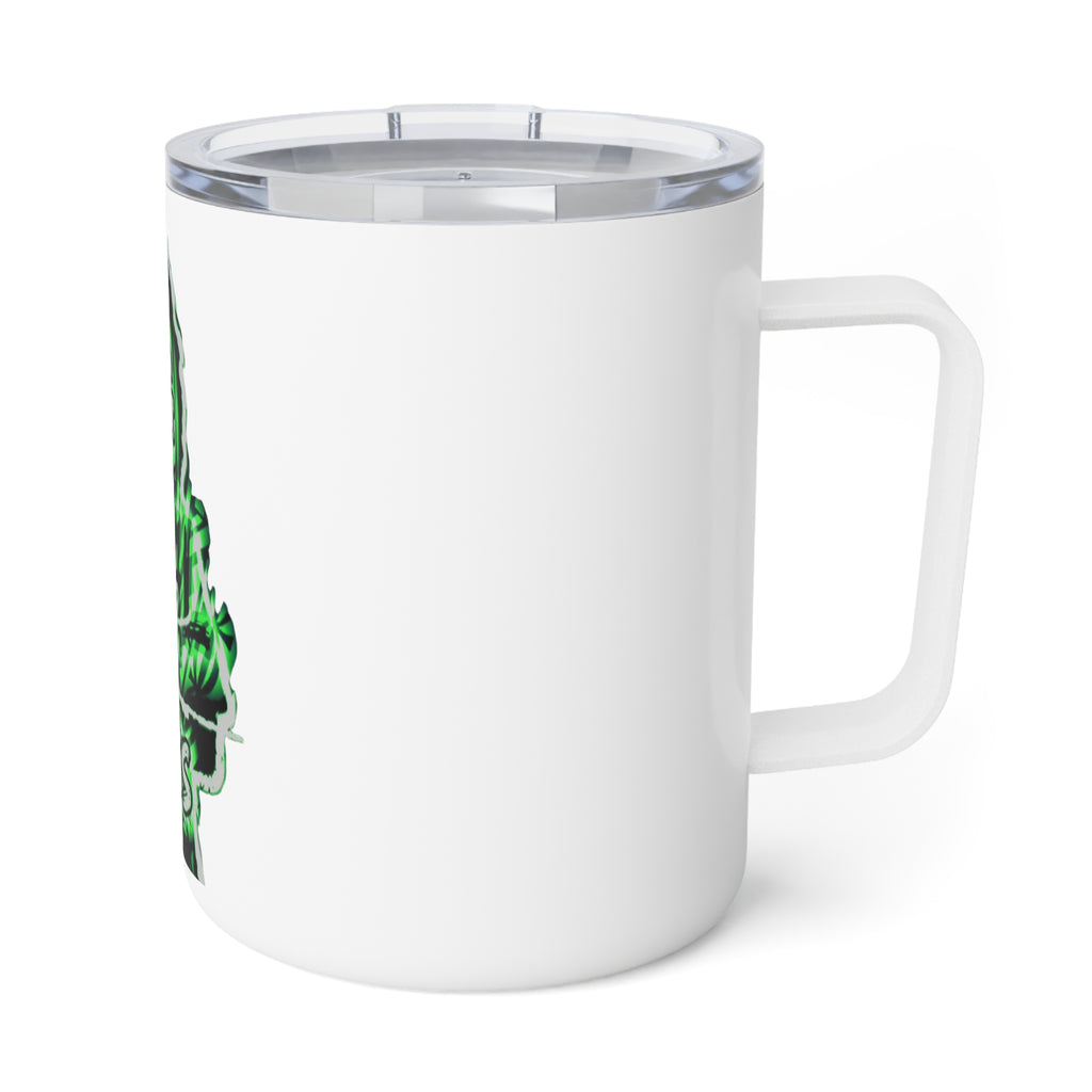 OG Final Boss Insulated Coffee Mug — 10oz Neon Green Hoodie Graphic Travel Mug