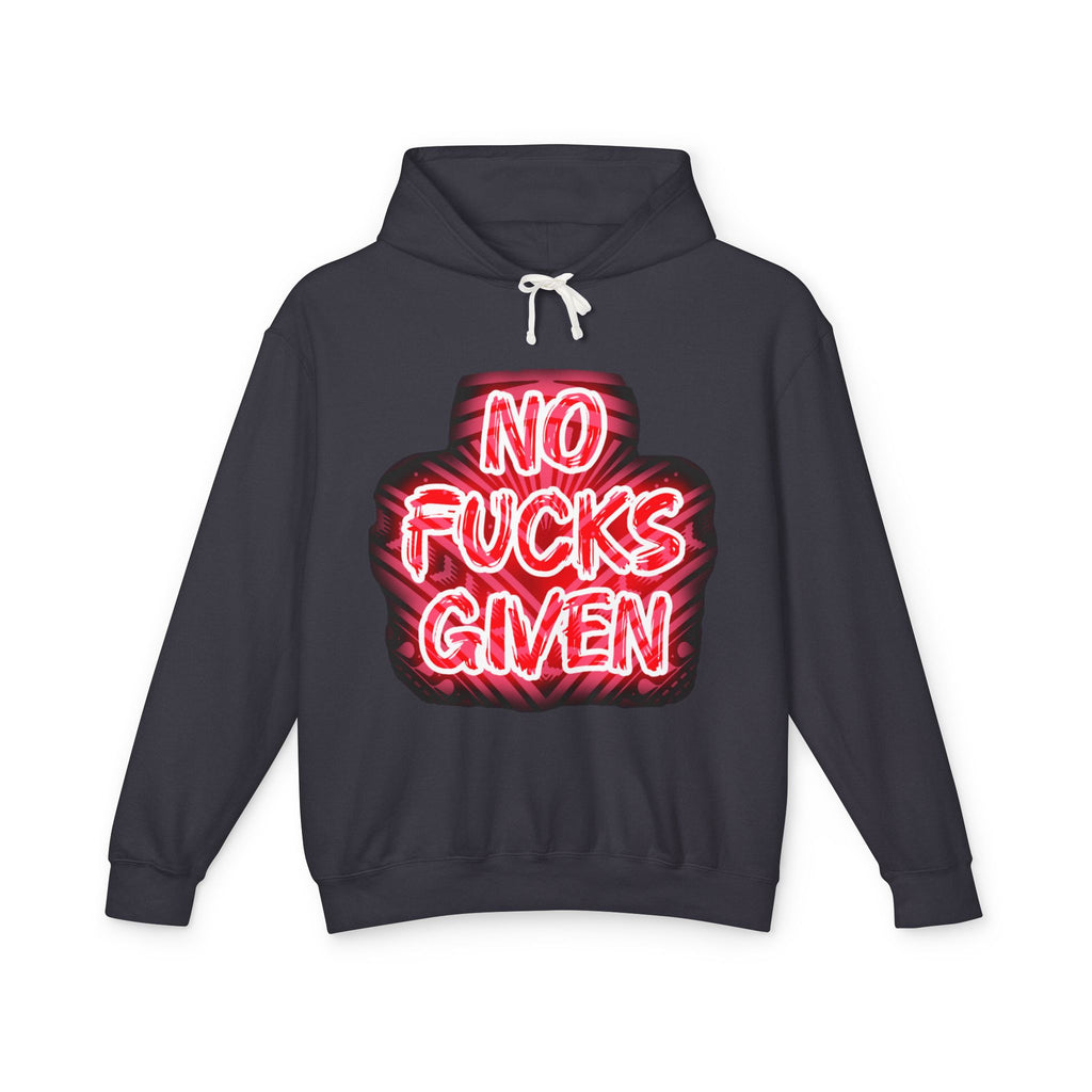 No Fucks Given Hoodie - Neon Sign Graphic Lightweight Hooded Sweatshirt