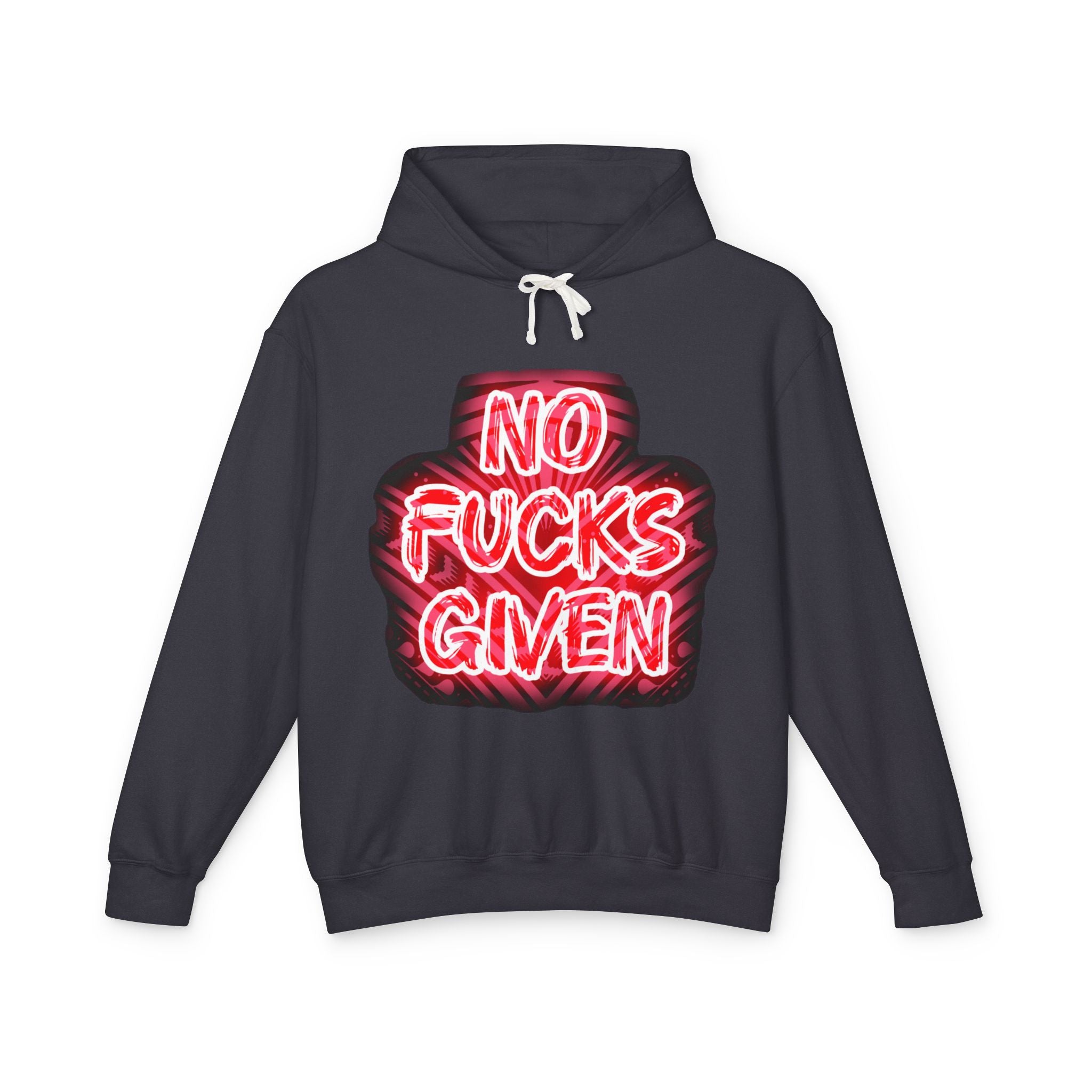No Fucks Given Hoodie - Neon Sign Graphic Lightweight Hooded Sweatshirt