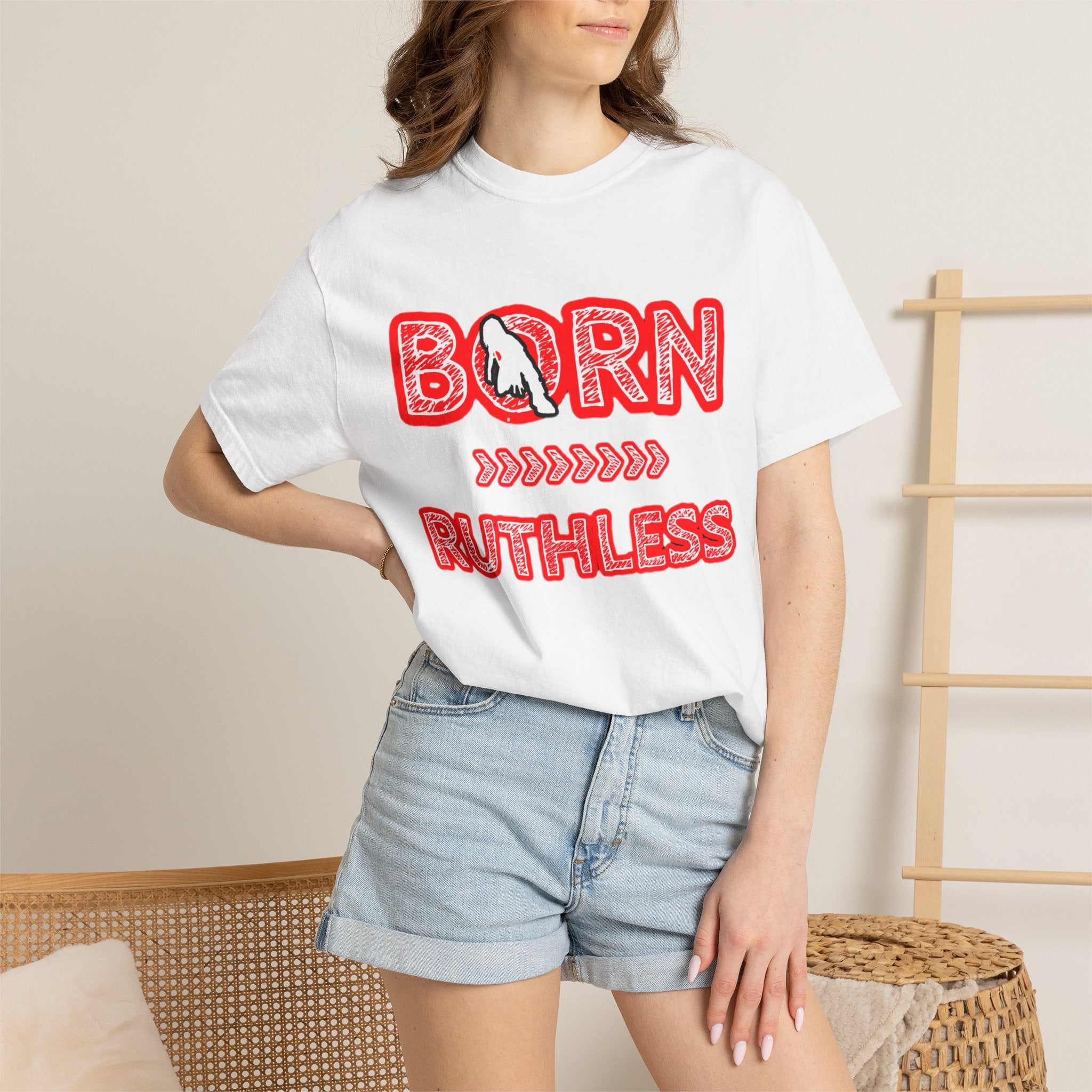 Born Ruthless T-Shirt — Graphic White Tee with 'Born Ruthless' & TheOgFinalBoss Logo