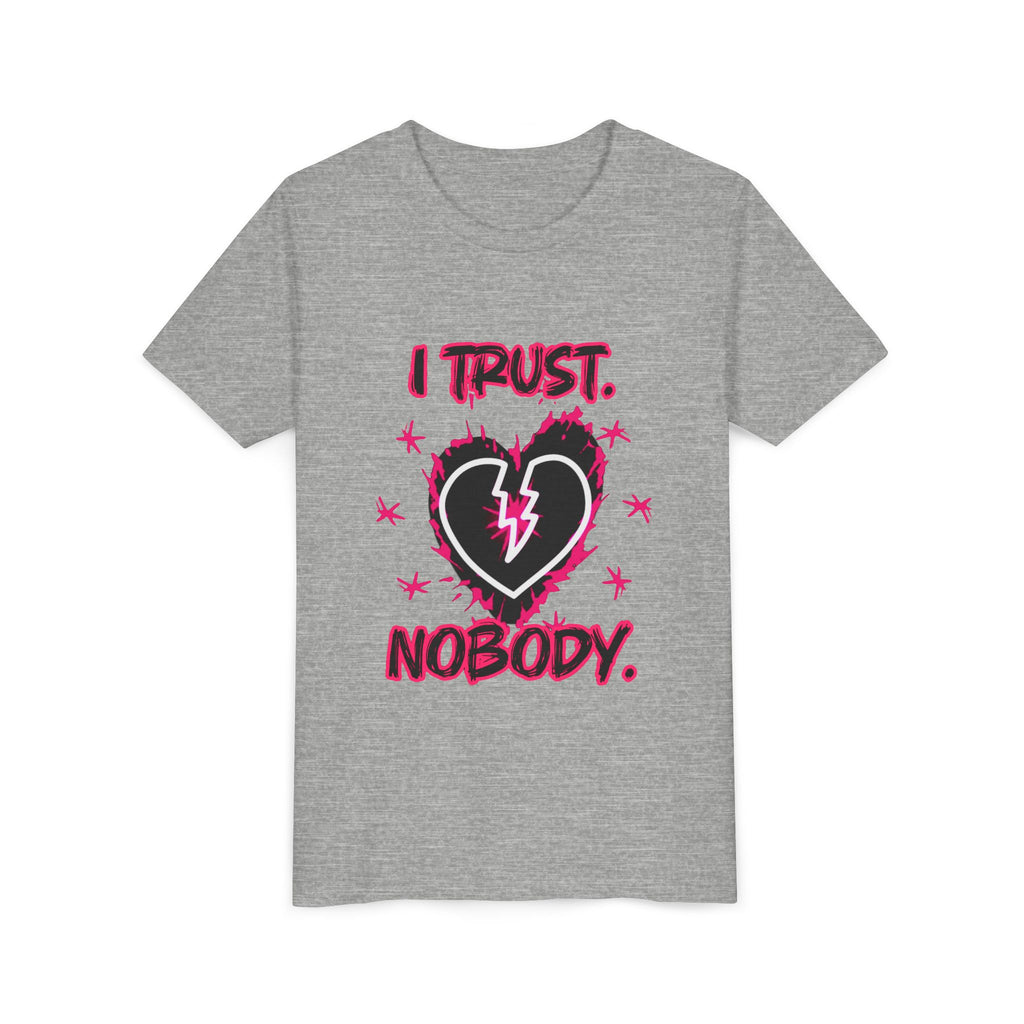 Youth Tee — “I Trust Nobody” Broken Heart Graphic Shirt