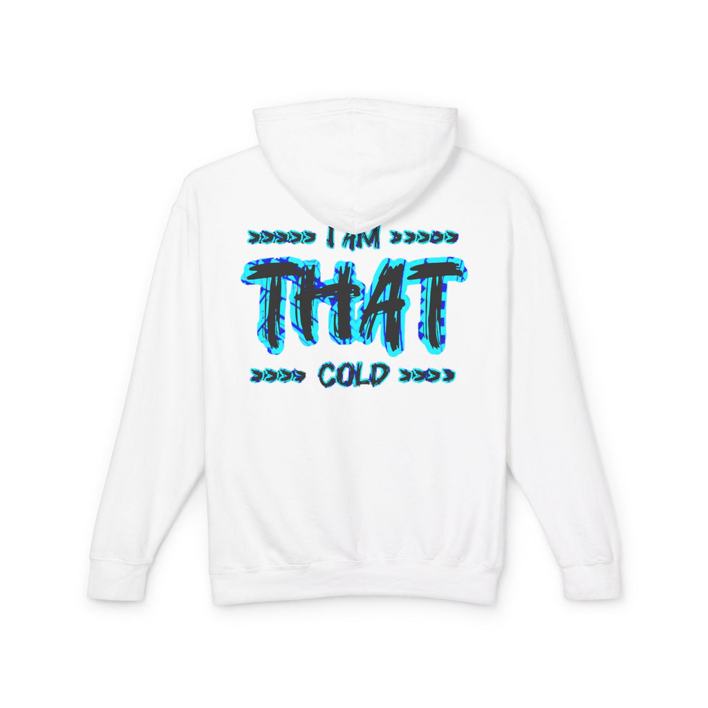 "I AM THAT COLD" Unisex - Streetwear - Neon Blue Graphic Lightweight Hooded Sweatshirt