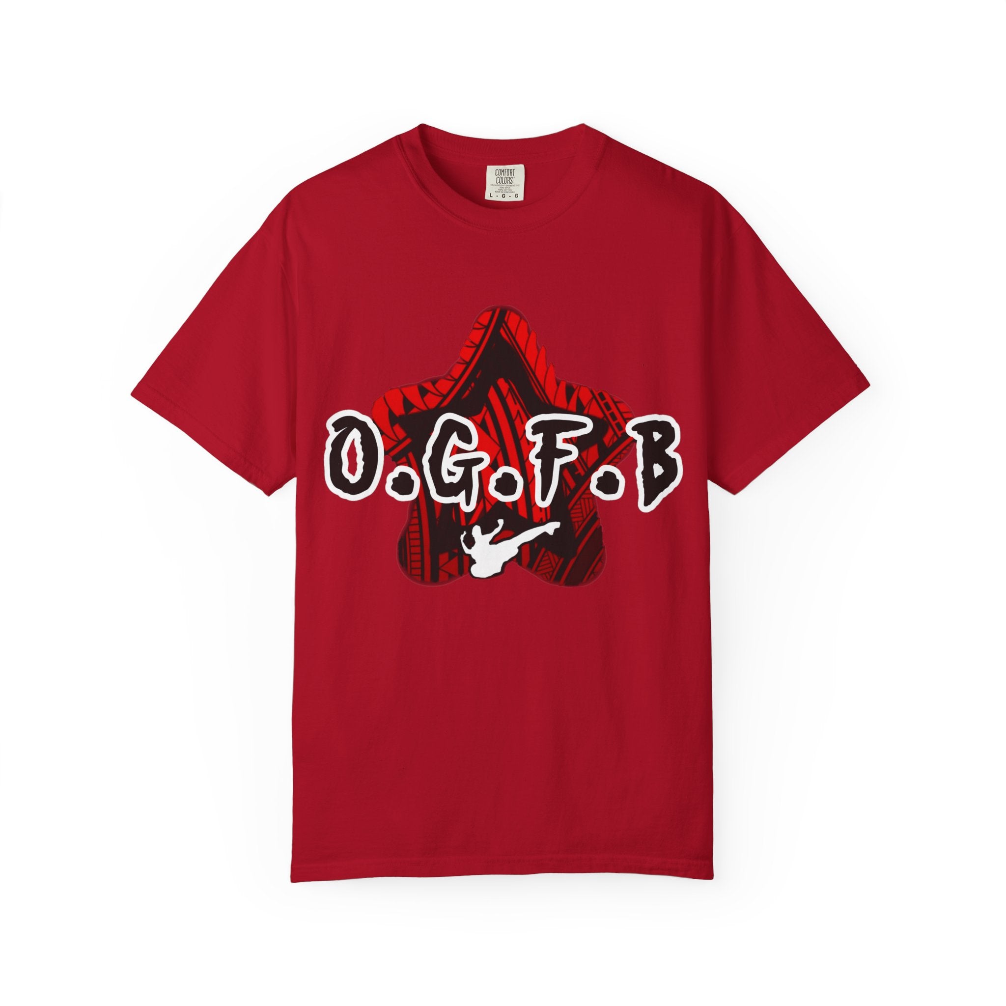 O.G.F.B - Halo Graphic - Red Streetwear Unisex Garment-Dyed T-shirt