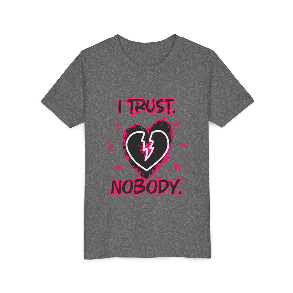 Youth Tee — “I Trust Nobody” Broken Heart Graphic Shirt