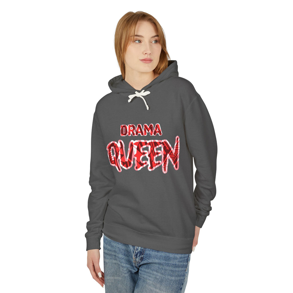 Drama Queen Hoodie — Bold Red Graphic Lightweight Hooded Sweatshirt