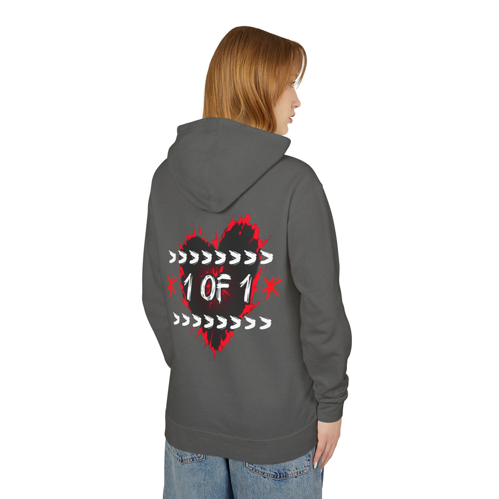 1 of 1 Heart Hoodie — Unique Graphic Lightweight Hooded Sweatshirt