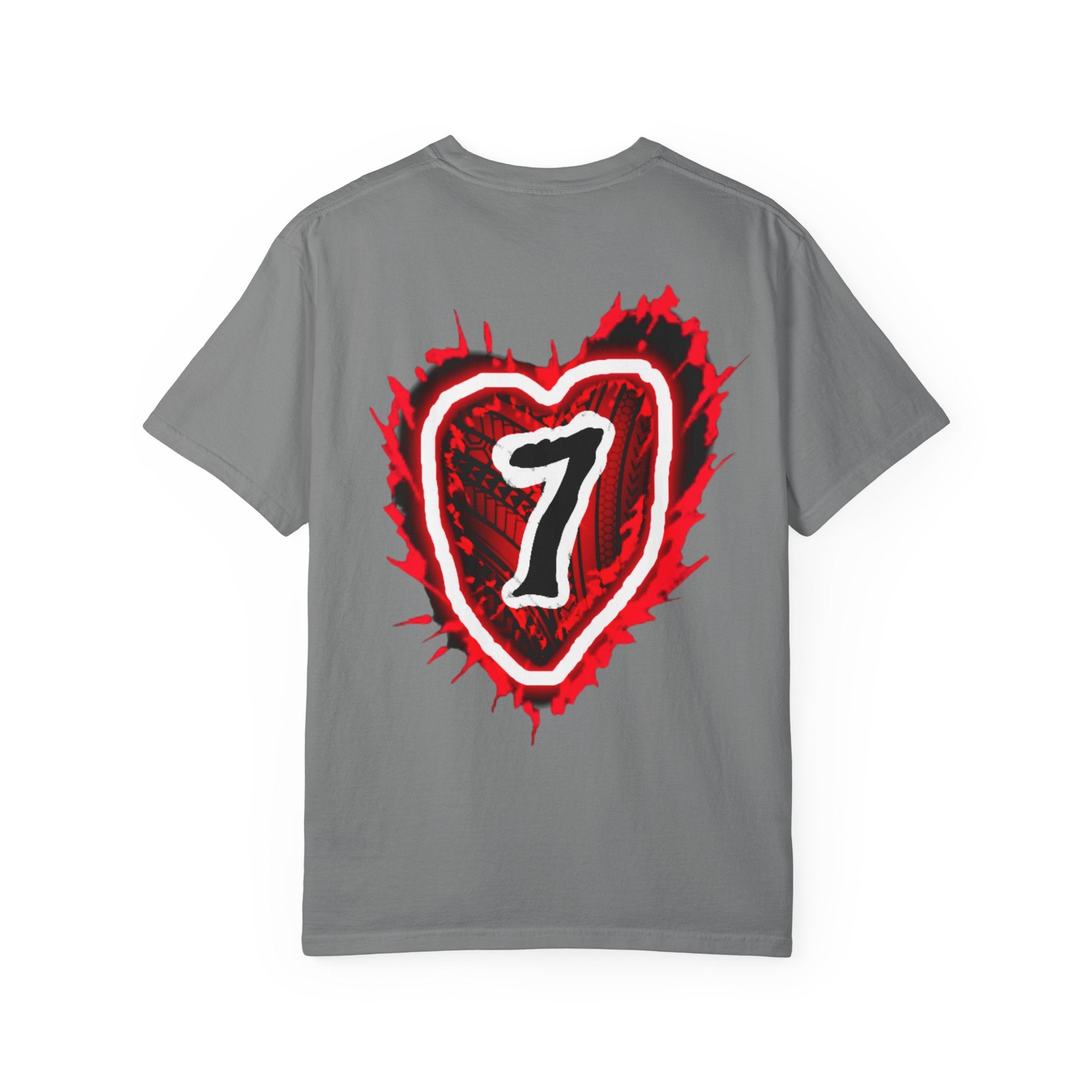 Heart Number 7 T-Shirt — Red Grunge Heart Graphic Tee