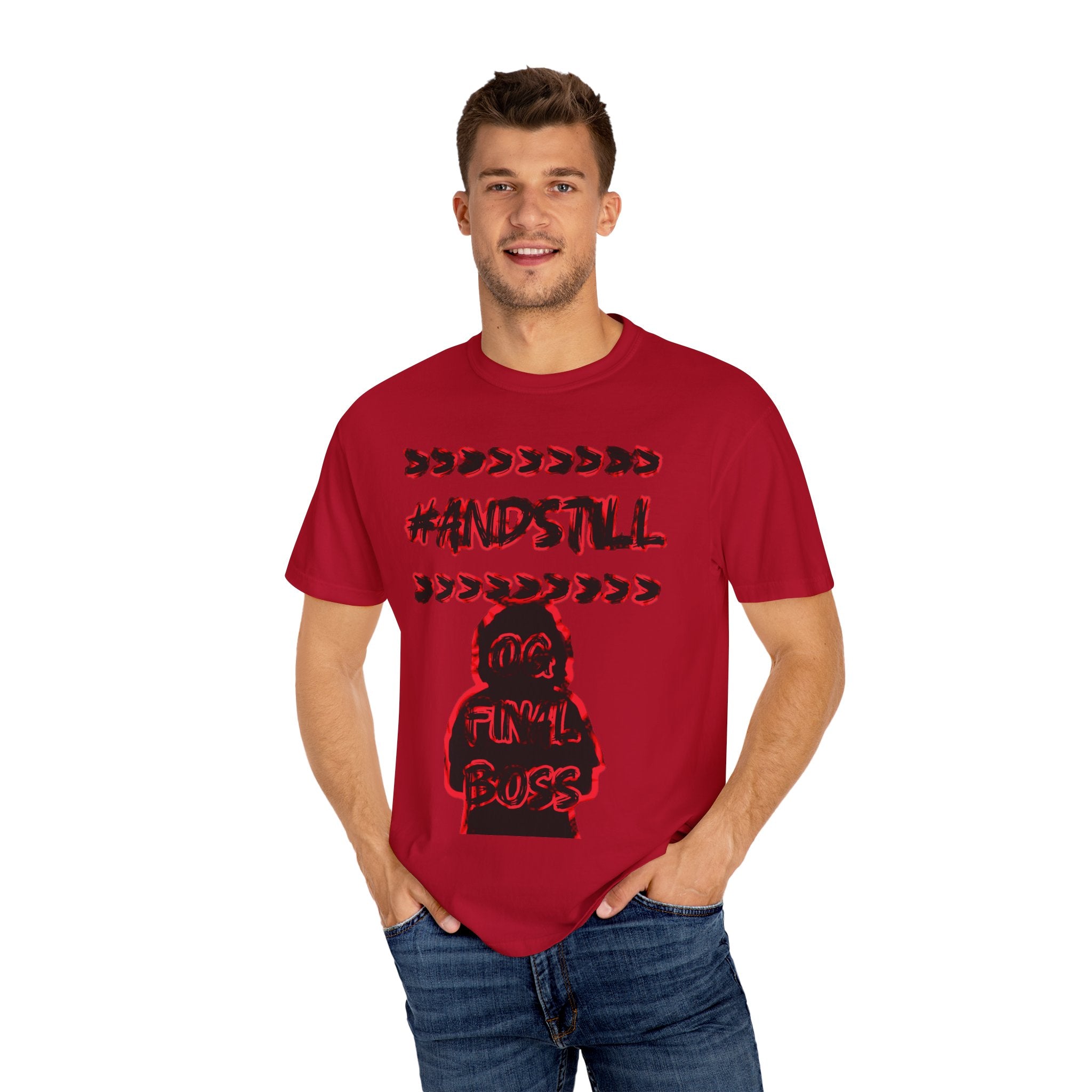 #ANDSTILL Graphic T-Shirt — Retro Glitch Art Tee with Stylized Character