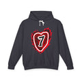 Heart Number 7 Hoodie — Red Grunge Heart Graphic Lightweight Sweatshirt