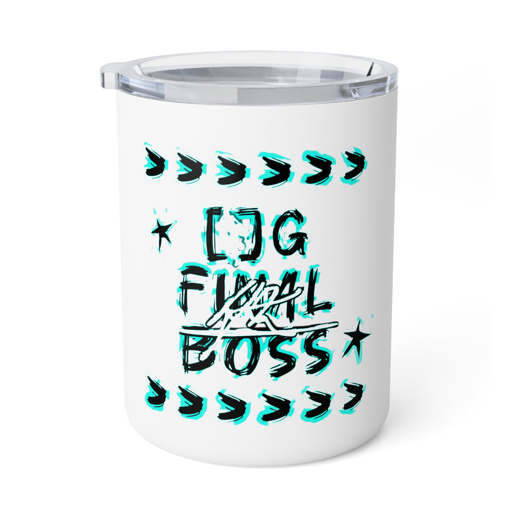 Insulated Coffee Mug — "OG Final Boss” Cyan Star Gaming 10oz Travel Mug