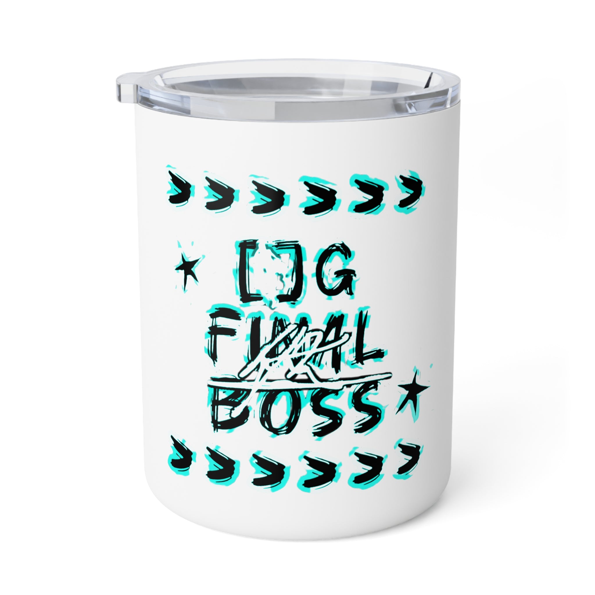 Insulated Coffee Mug — "OG Final Boss” Cyan Star Gaming 10oz Travel Mug