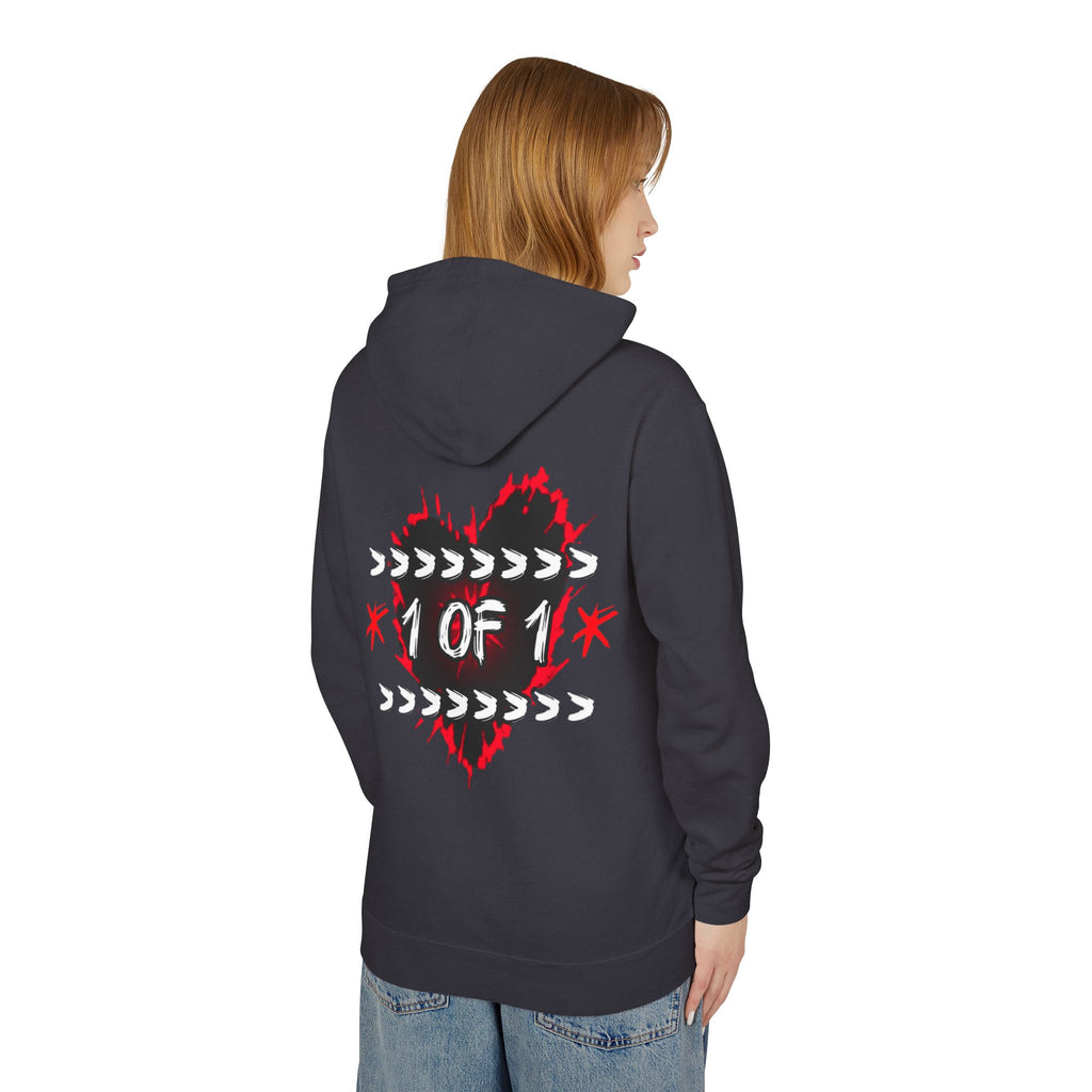 1 of 1 Heart Hoodie — Unique Graphic Lightweight Hooded Sweatshirt