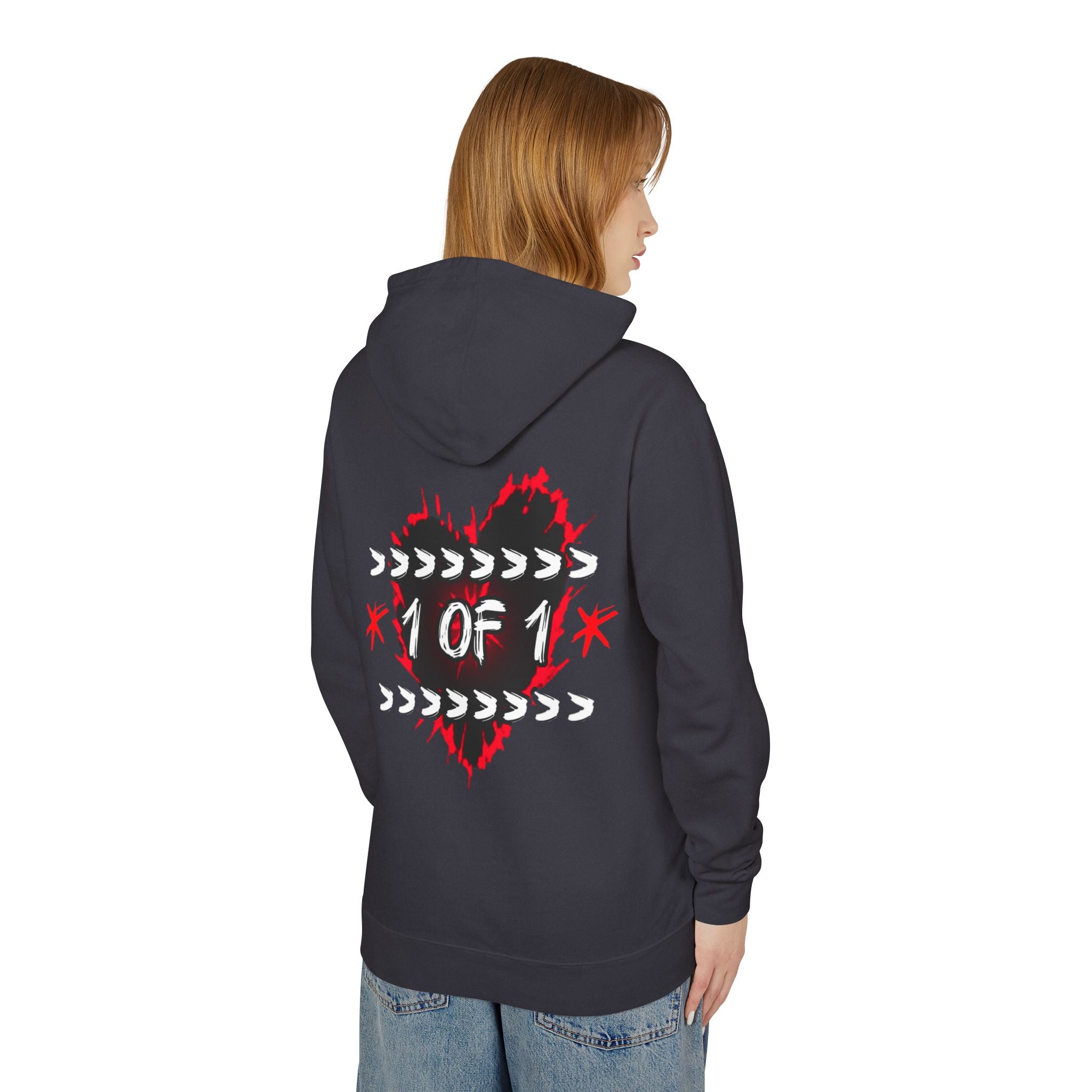 1 of 1 Heart Hoodie — Unique Graphic Lightweight Hooded Sweatshirt