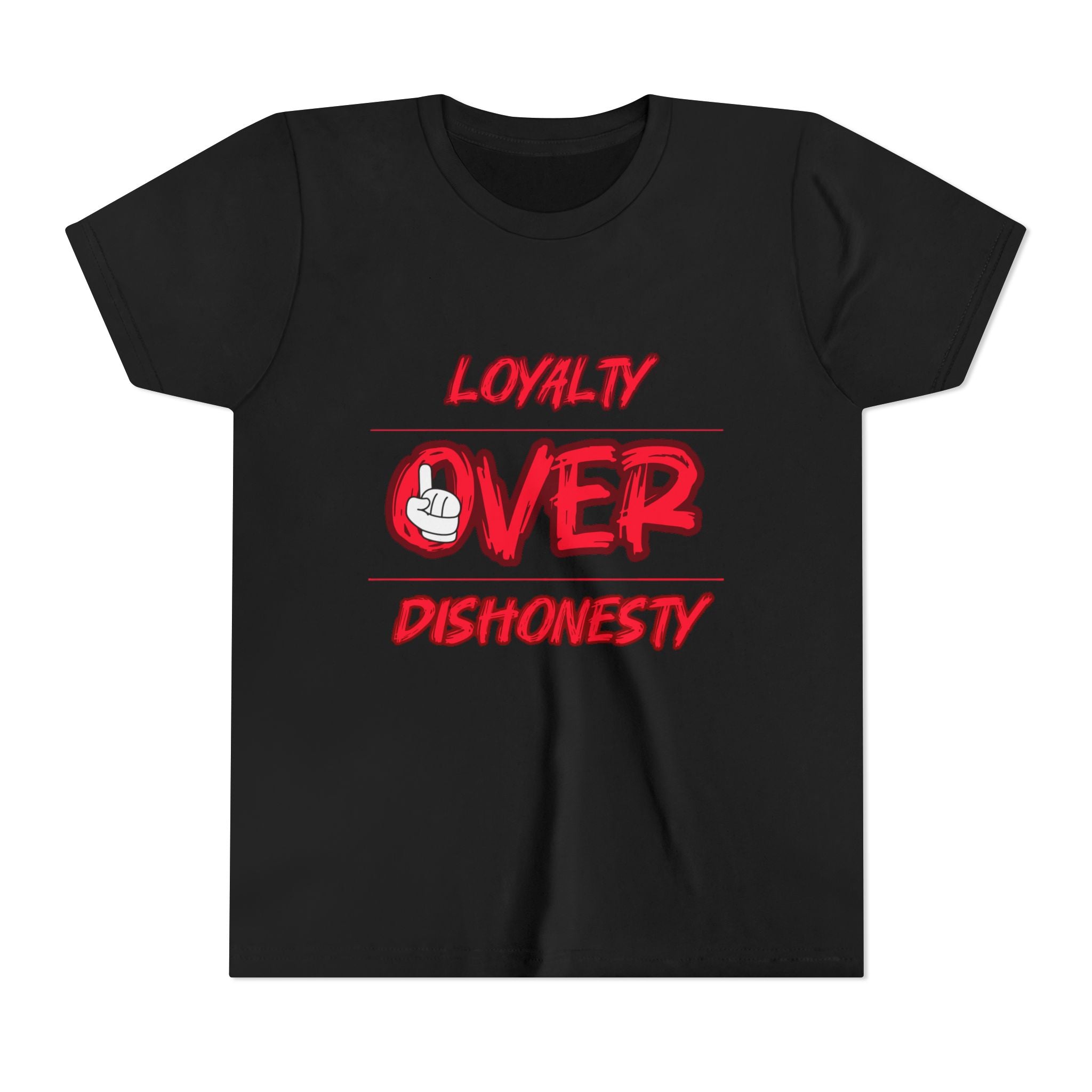 Youth Tee - "Loyalty Over Dishonesty" Graphic T‑Shirt (Red Street Style)