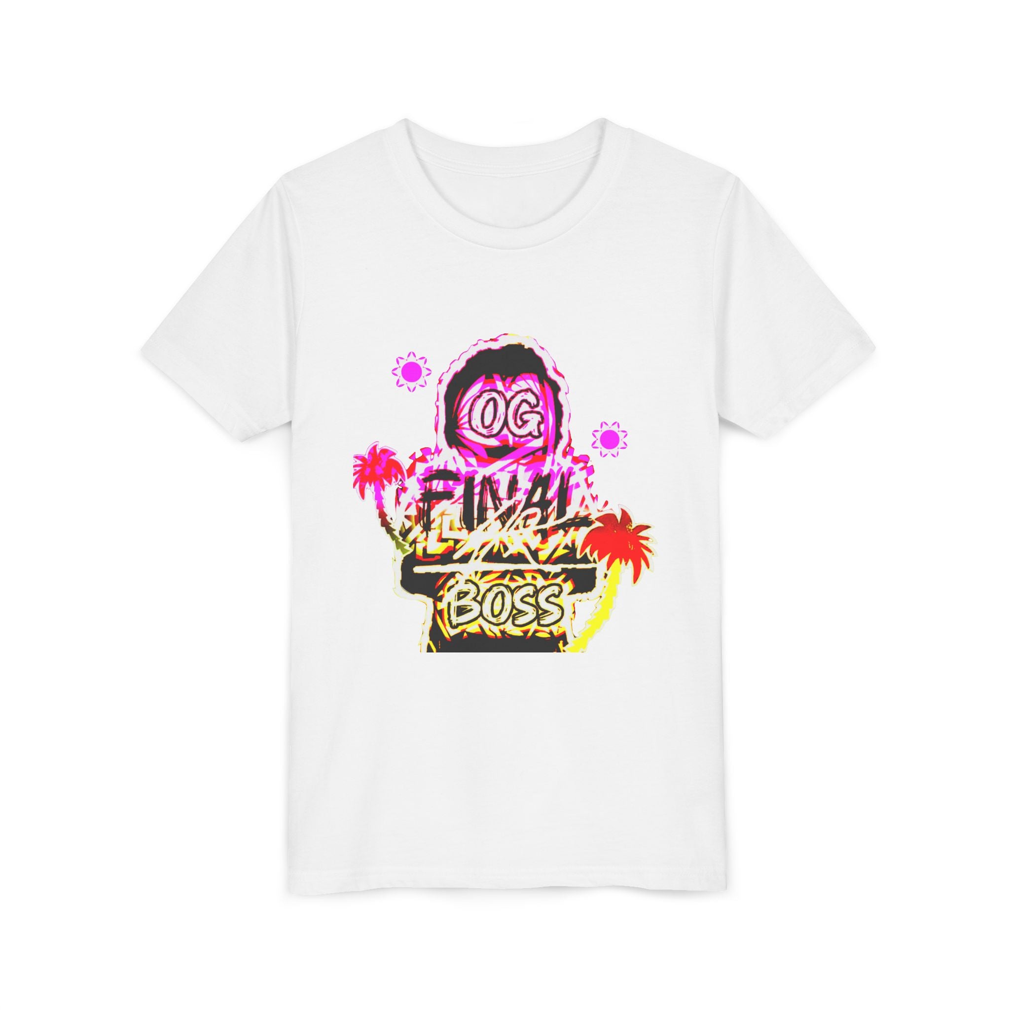 OG Final Boss Youth Tee — Neon Palm Tree / Summer Edition Graphic Kids T-Shirt