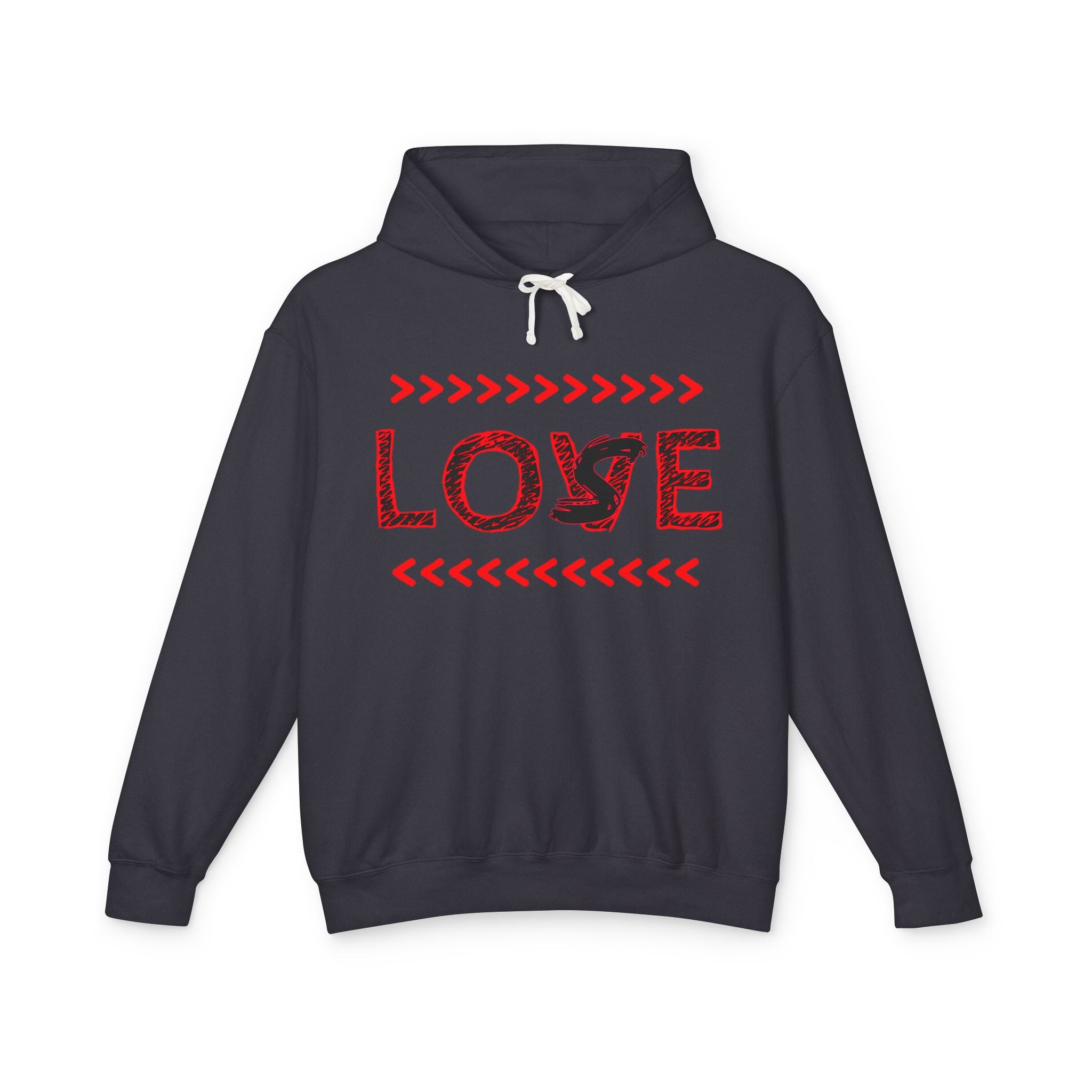 Love Arrow Hoodie — Red 'LOVE/LOSE' Graphic Lightweight Hooded Sweatshirt