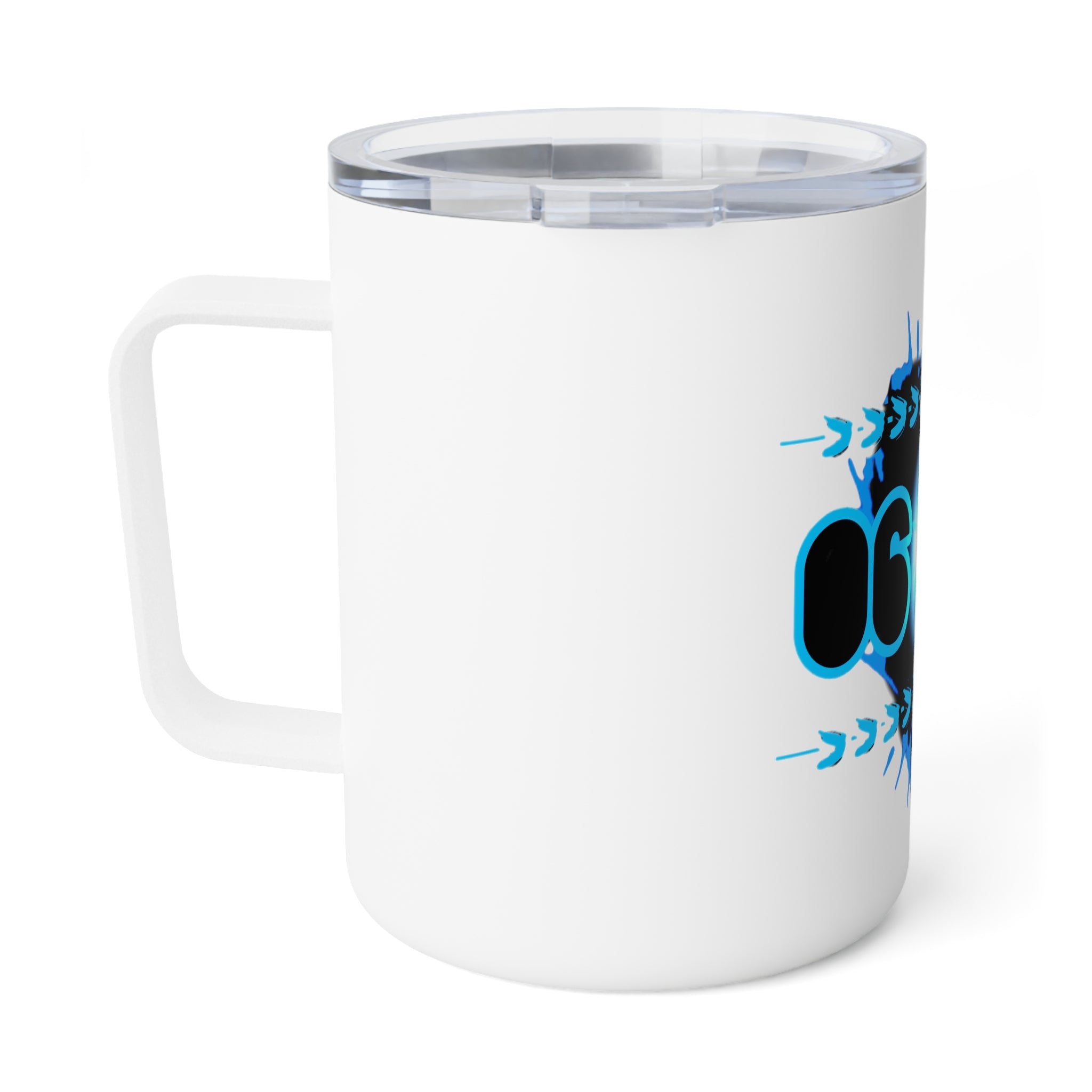 10oz Insulated Coffee Mug — Blue Digital Scripture Design (06:21)