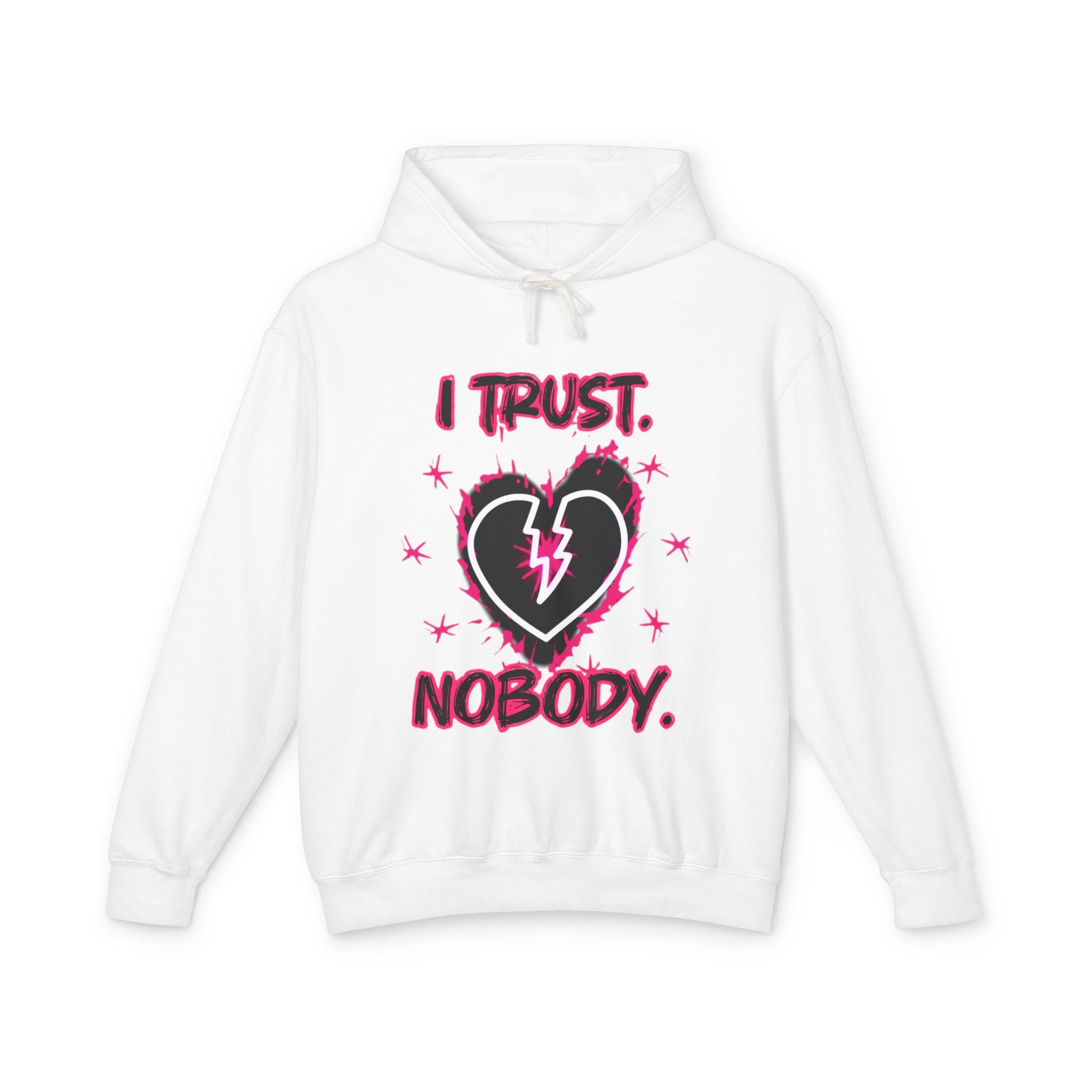 I Trust Nobody Hoodie — Broken Heart Graphic Lightweight Sweatshirt