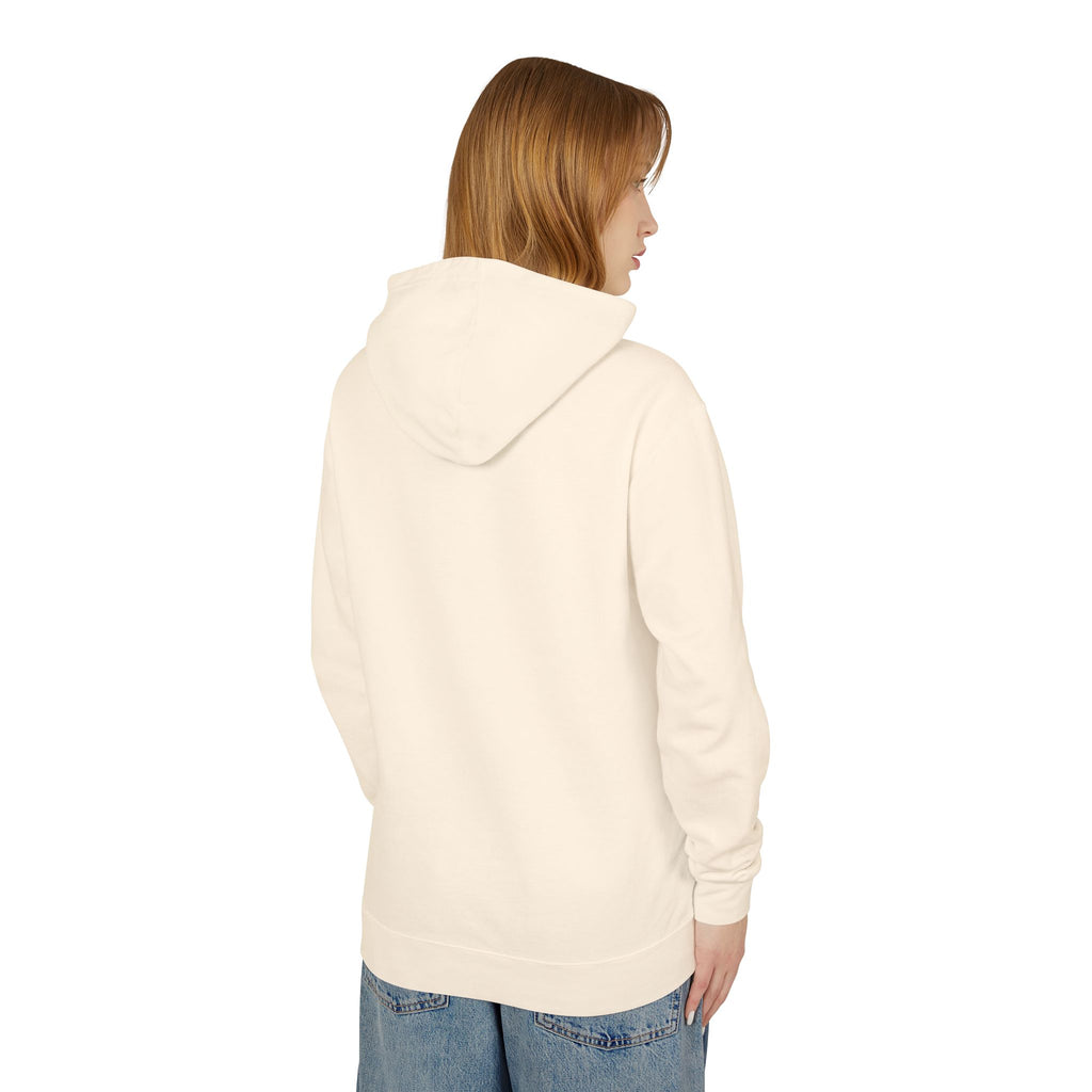 Aura Hoodie — Soft Cream Lightweight Hooded Sweatshirt with Subtle "aura" Script