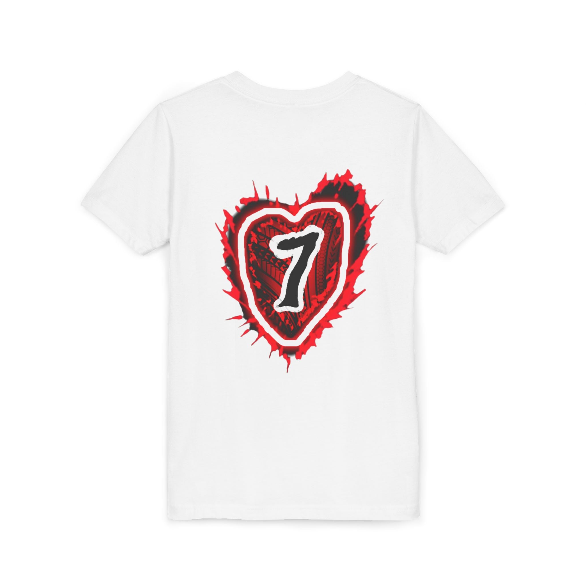 Youth Tee — Red Grunge Heart "7" Graphic