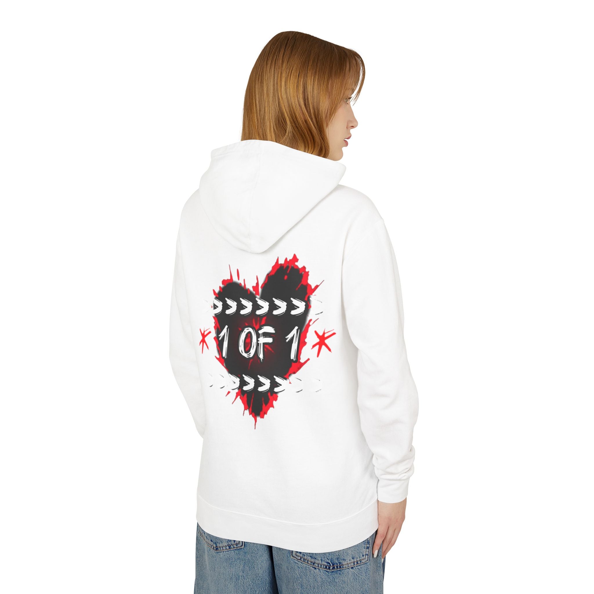 1 of 1 Heart Hoodie — Unique Graphic Lightweight Hooded Sweatshirt