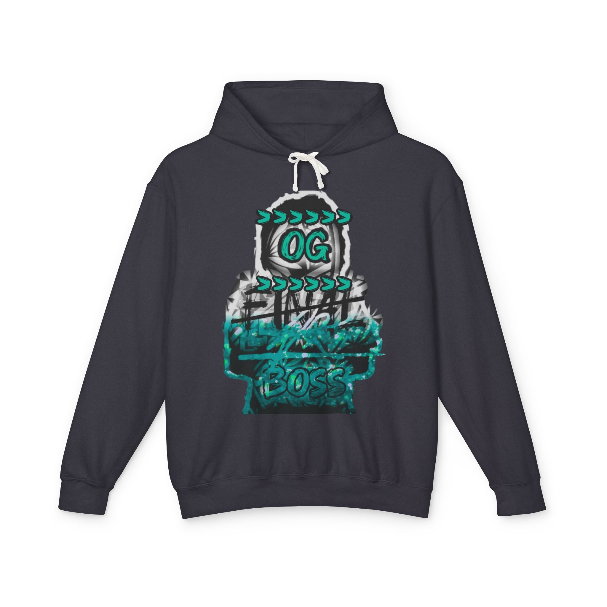 OG Boss Streetwear Hoodie — Teal Graffiti Graphic Pullover