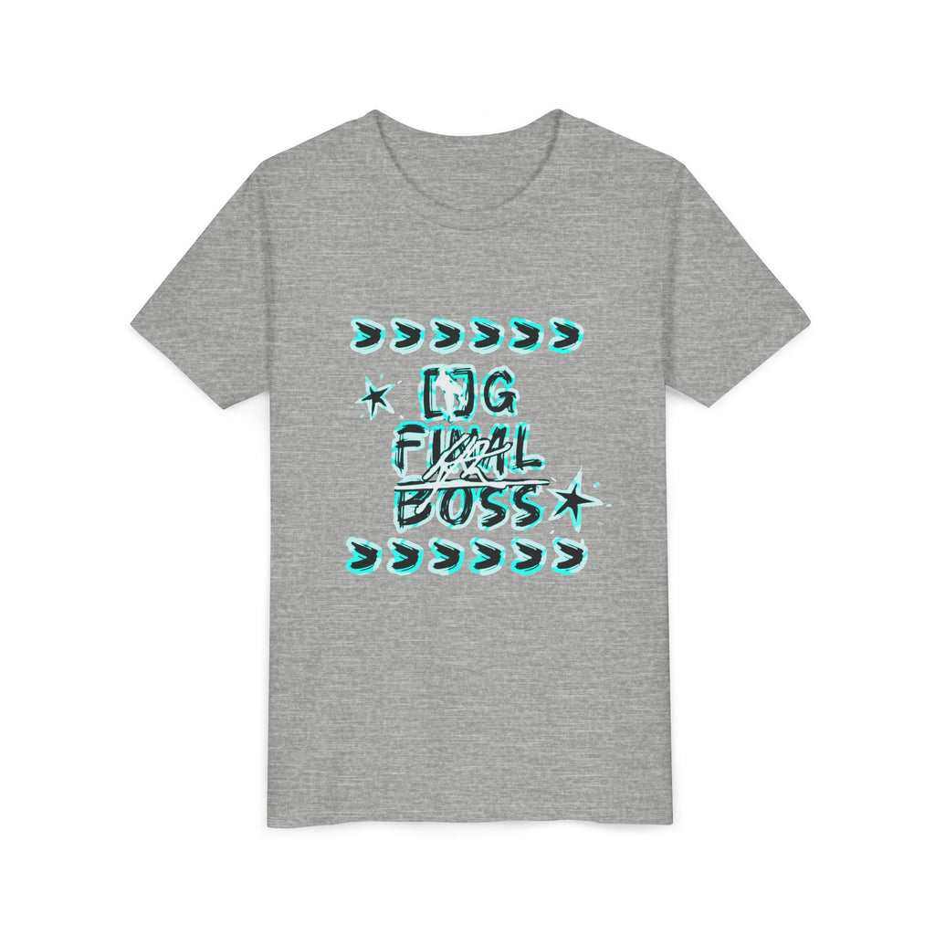 Youth Tee — "OG Final Boss" Graphic Shirt with Cyan Star Nameback