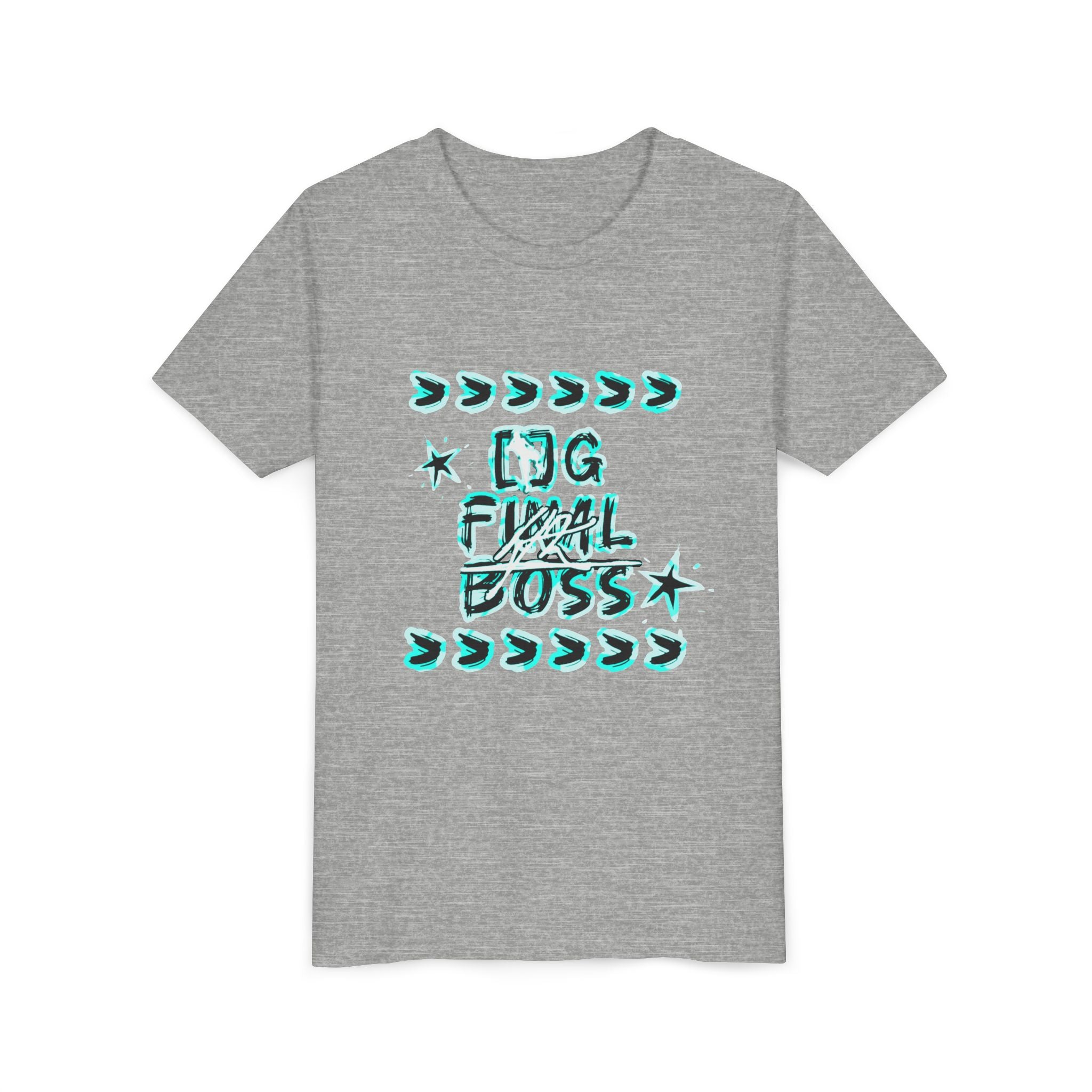 Youth Tee — "OG Final Boss" Graphic Shirt with Cyan Star Nameback