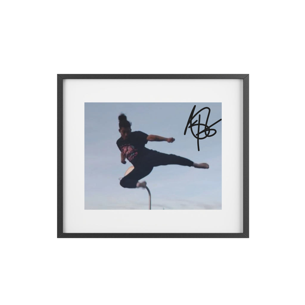 Framed Poster — Martial Arts Jump Kick Photo Print (Signed Style)