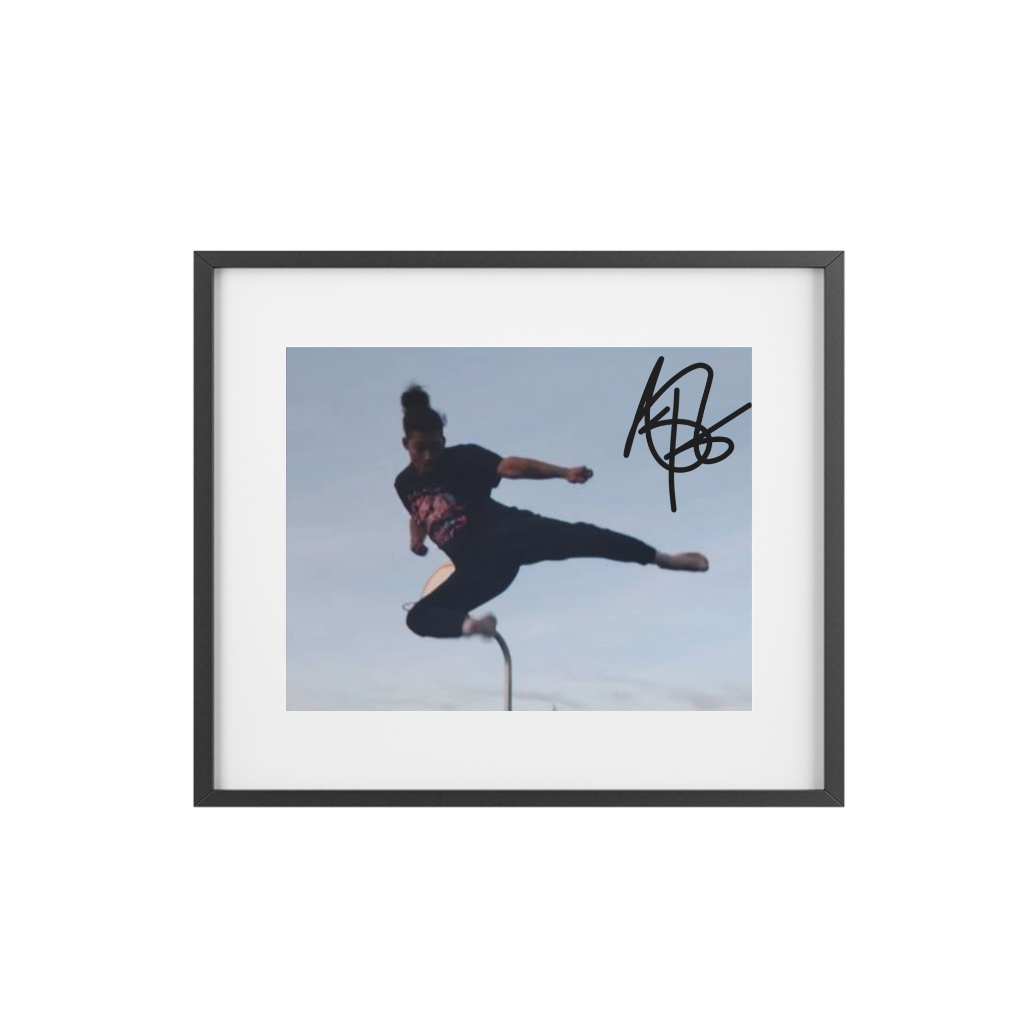 Framed Poster — Martial Arts Jump Kick Photo Print (Signed Style)