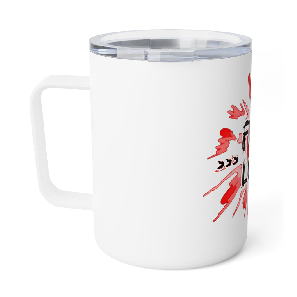 10oz Insulated Mug — “Fuck Love” Bold Red Splash Travel Coffee Tumbler