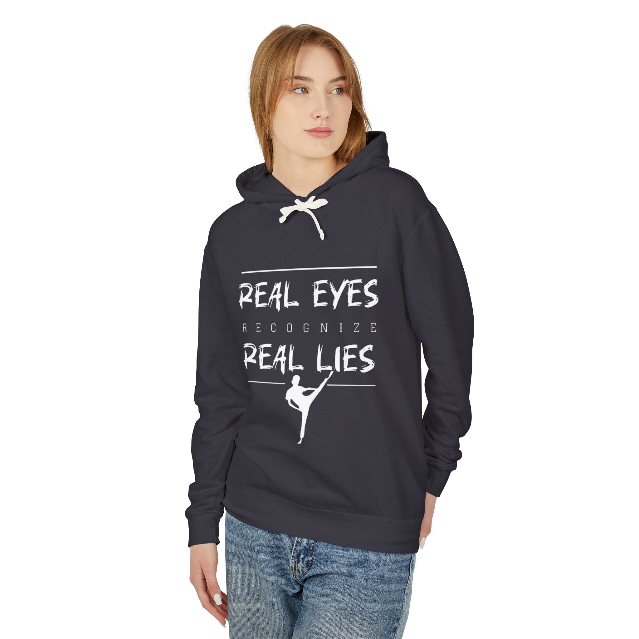 Real Eyes Recognize Real Lies Hoodie — Dance Silhouette Graphic Sweatshirt