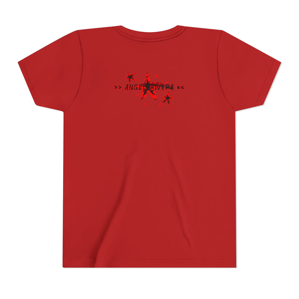 Youth Tee — "Never Lackin'" Graphic Tee (Red Distressed Stars)