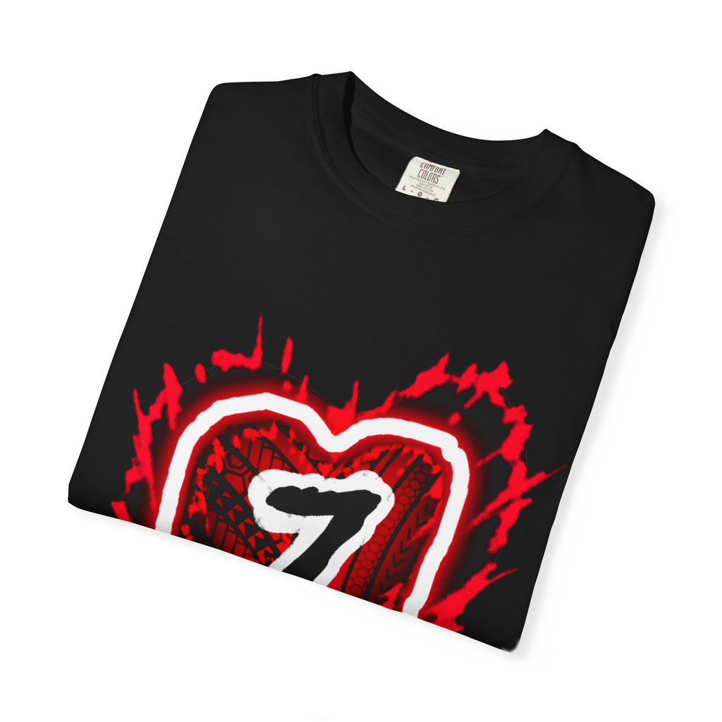 Heart Number 7 T-Shirt — Red Grunge Heart Graphic Tee