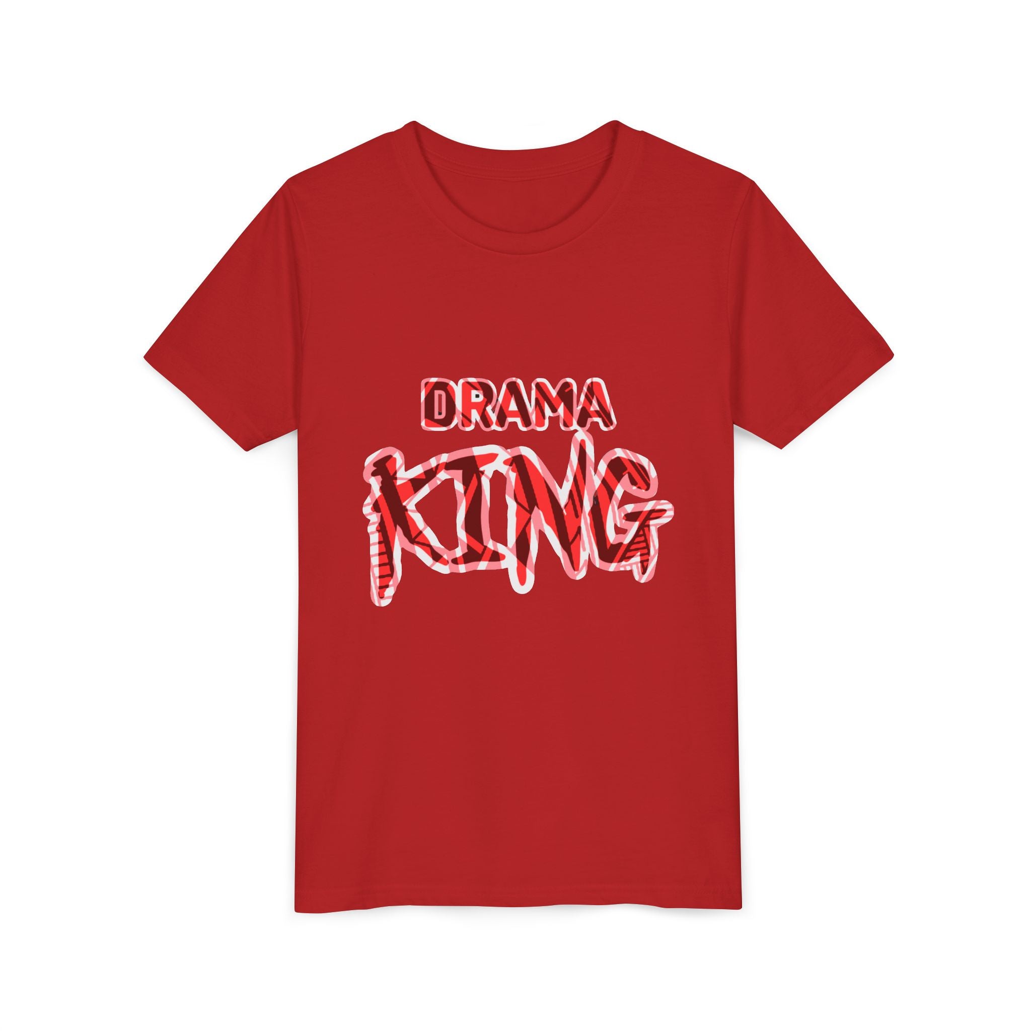 Drama King Youth Tee — Bold Red Graphic Kids T‑Shirt
