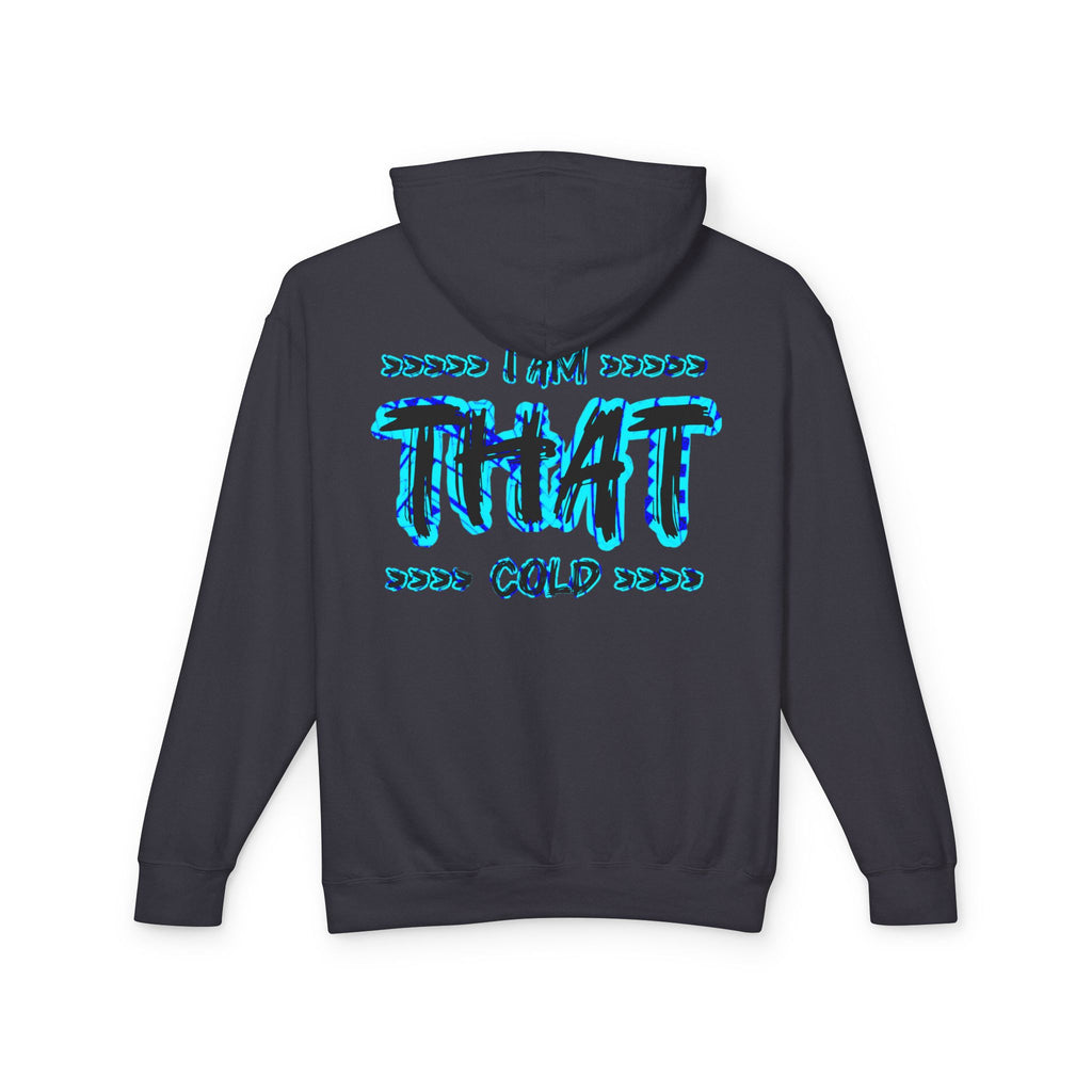 "I AM THAT COLD" Unisex - Streetwear - Neon Blue Graphic Lightweight Hooded Sweatshirt