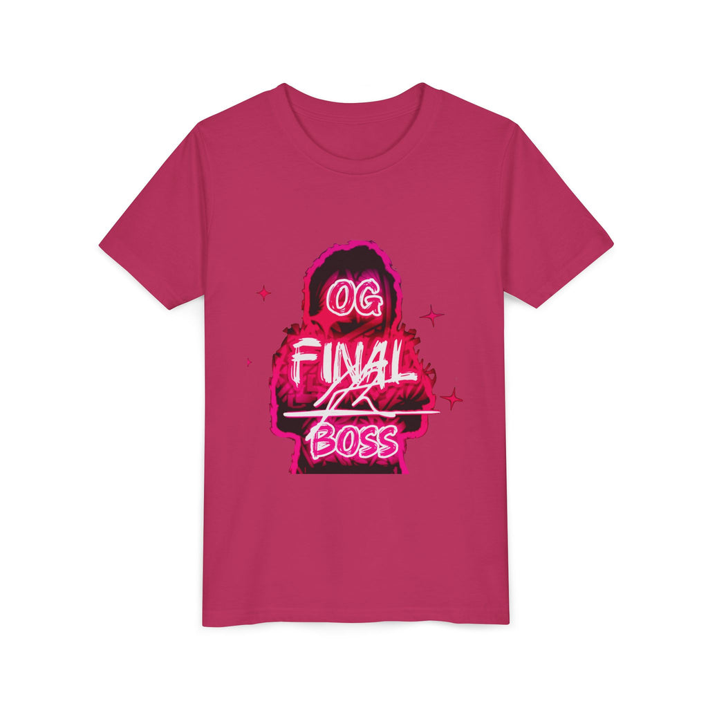 Youth Tee — "OG Final Boss" - Raspberry Pink - Graphic Shirt