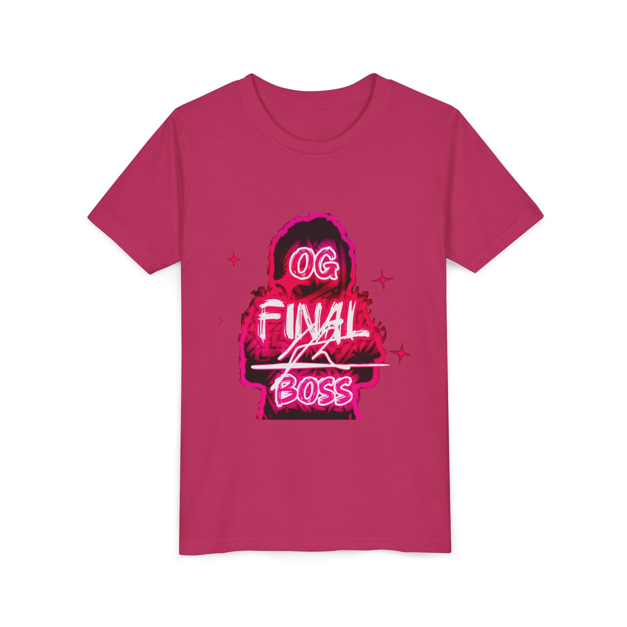 Youth Tee — "OG Final Boss" - Raspberry Pink - Graphic Shirt