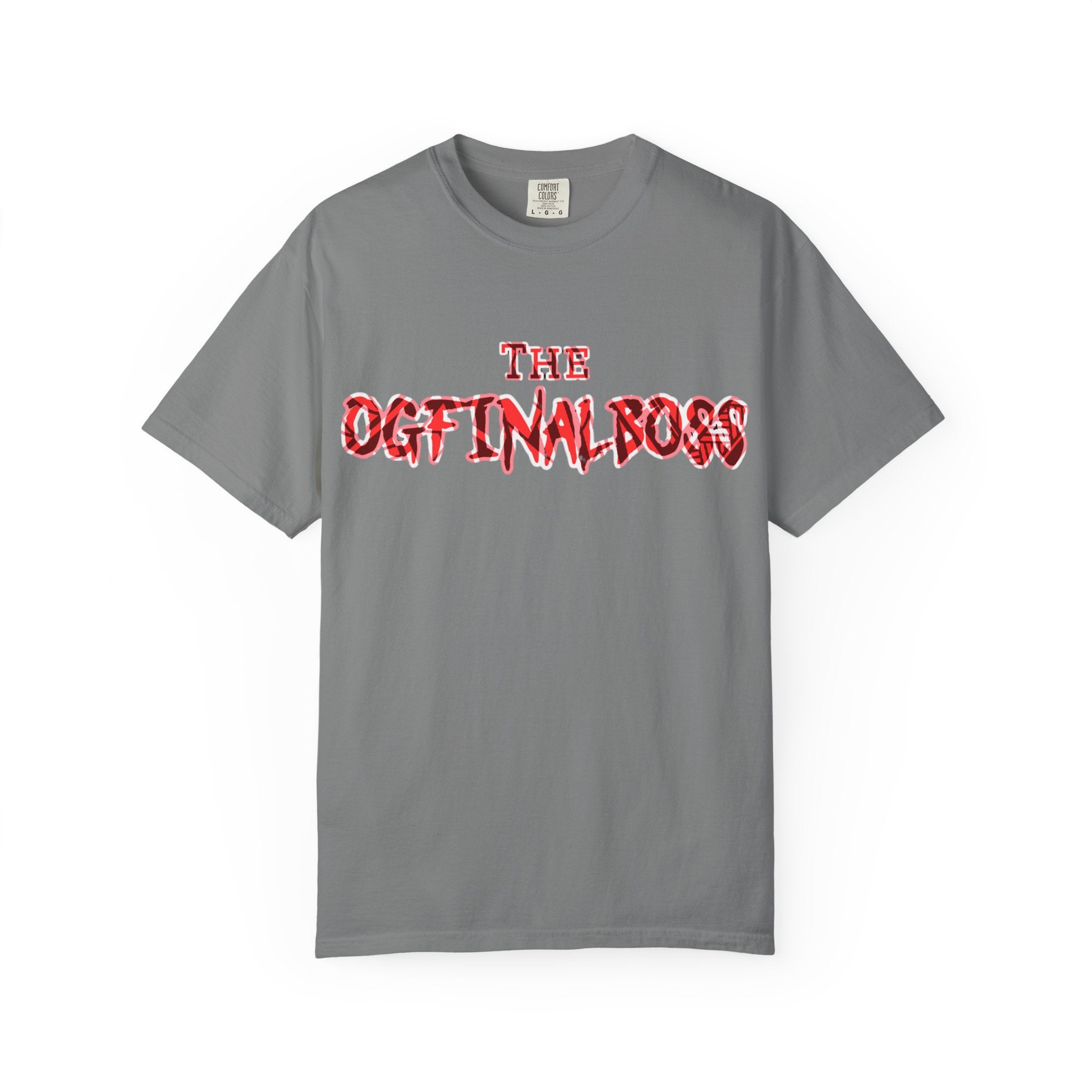 Graphic T-Shirt — "The OGFinalBoss" Red Flame Text Tee